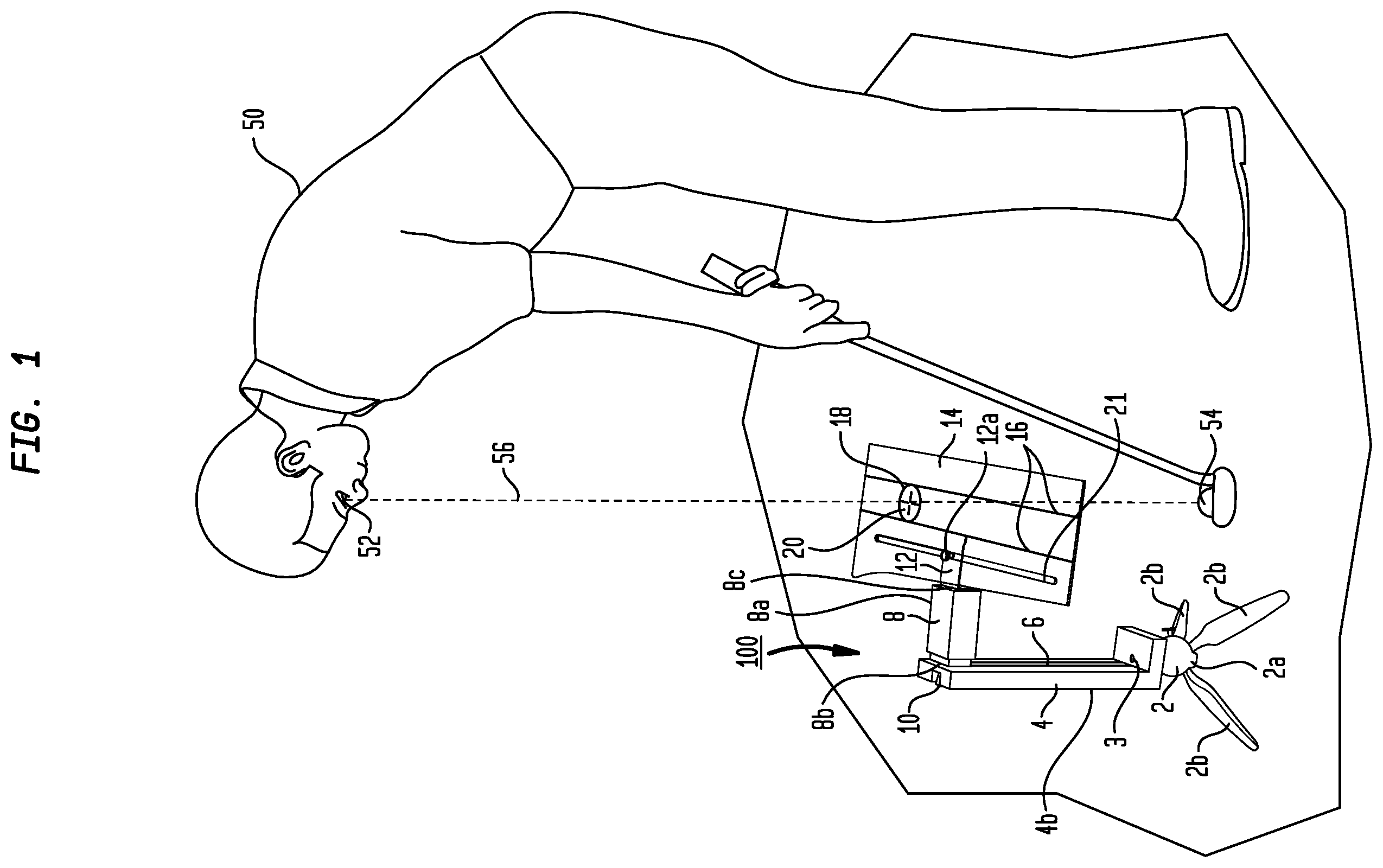 Patent US12576326 Figure 1 – Golf practice device
