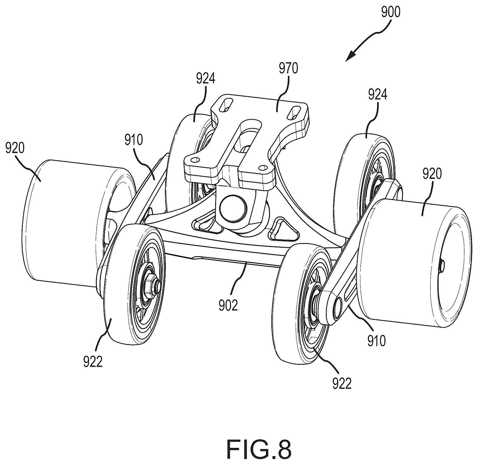 Patent US12576329 Figure 8 – Multi-material skateboard deck
