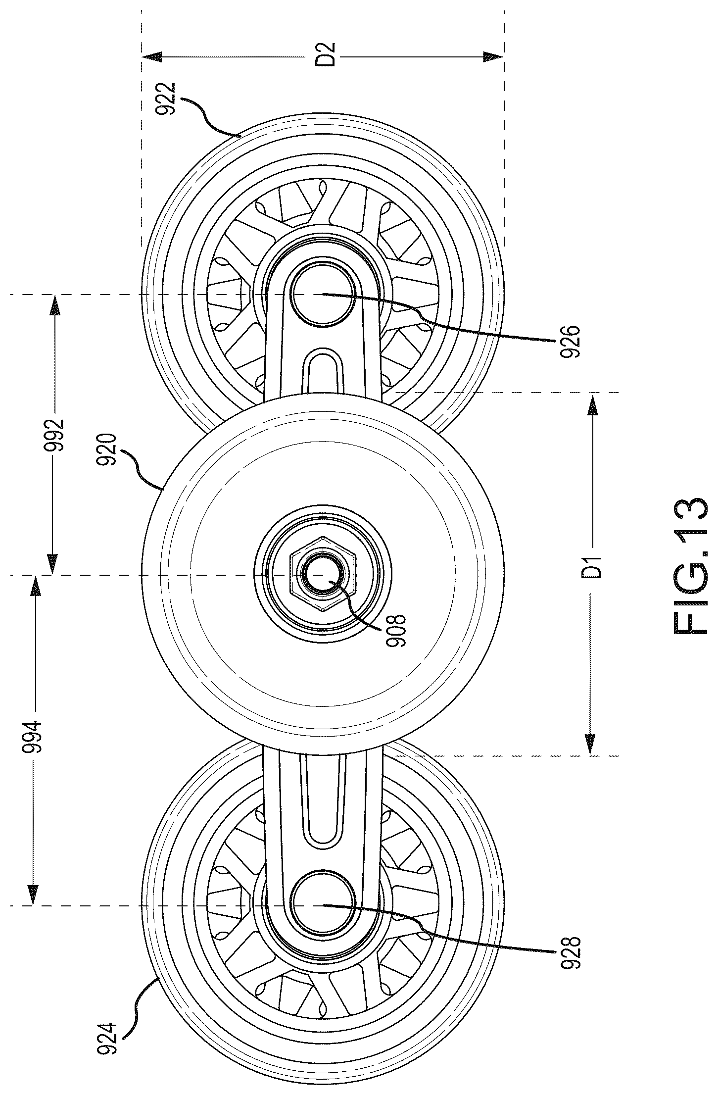 Patent US12576329 Figure 13 – Multi-material skateboard deck