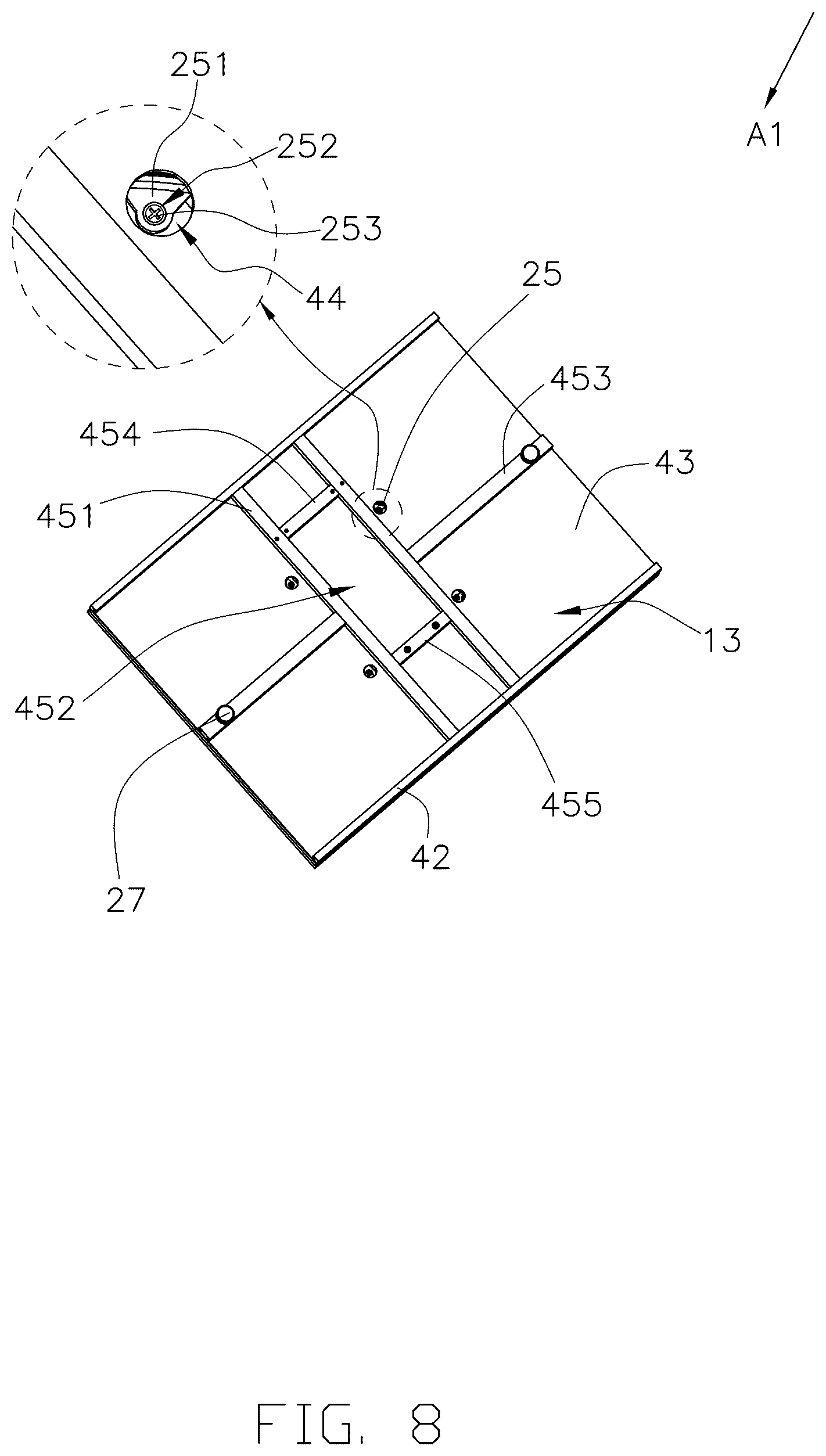 Patent US12576331 Figure 8 – Rotating assembly and jigsaw puzzle table