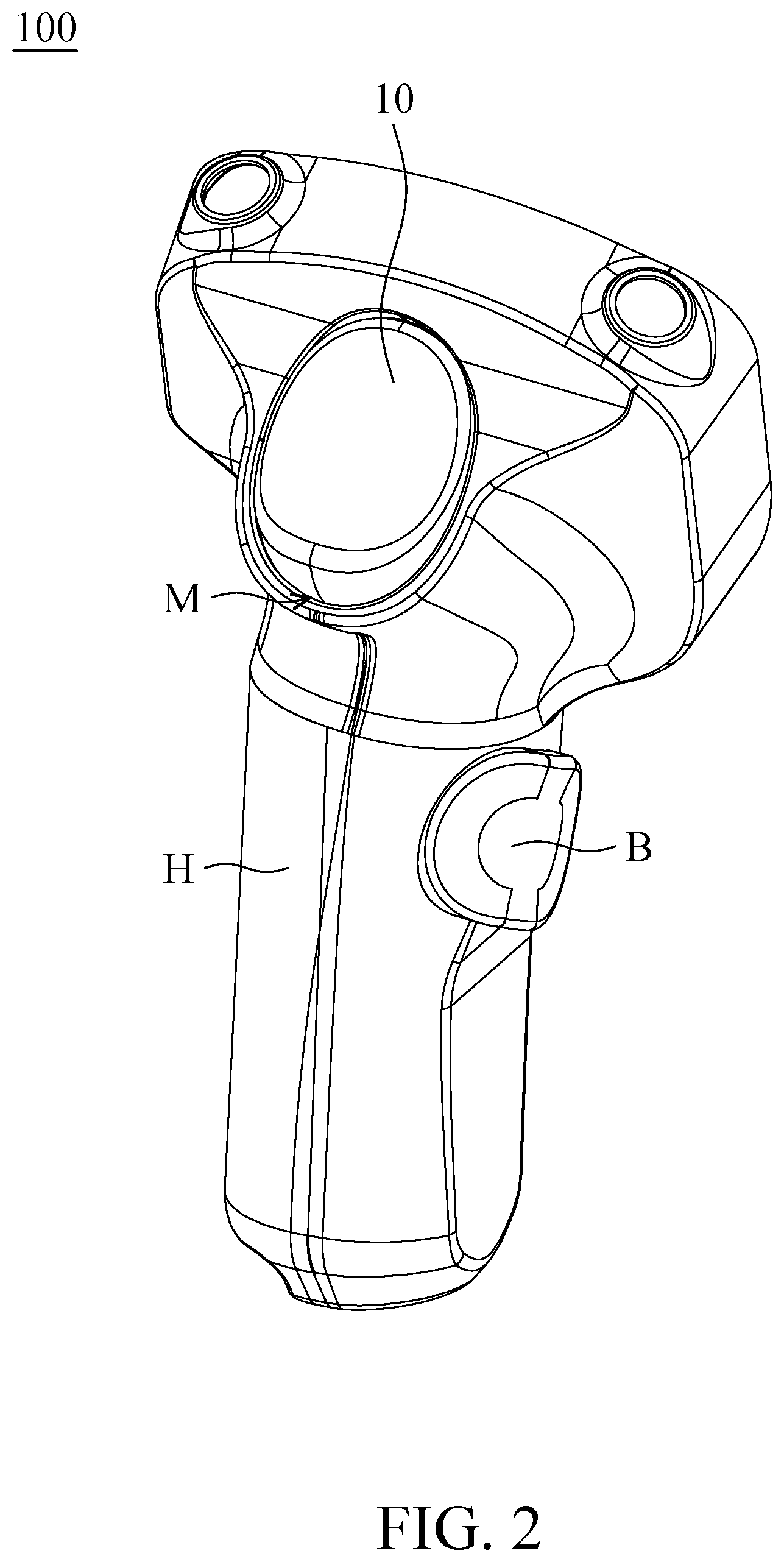 Patent US12576333 Figure 2 – Gaming joystick and button mechanism thereof