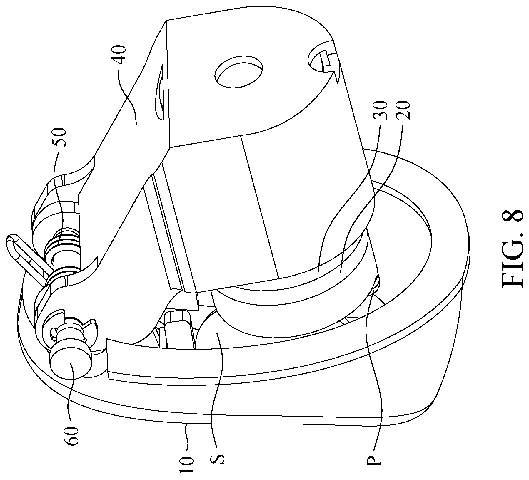 Patent US12576333 Figure 8 – Gaming joystick and button mechanism thereof