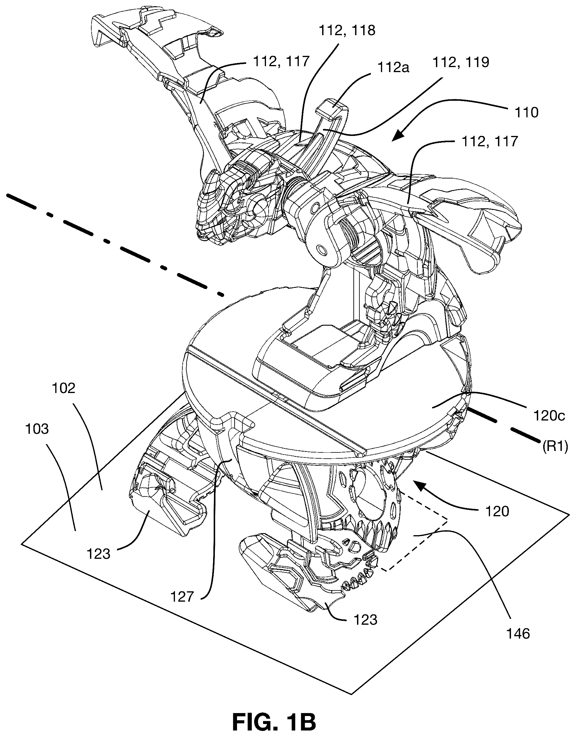 Patent US12576341 Figure 2 – Transformable toy