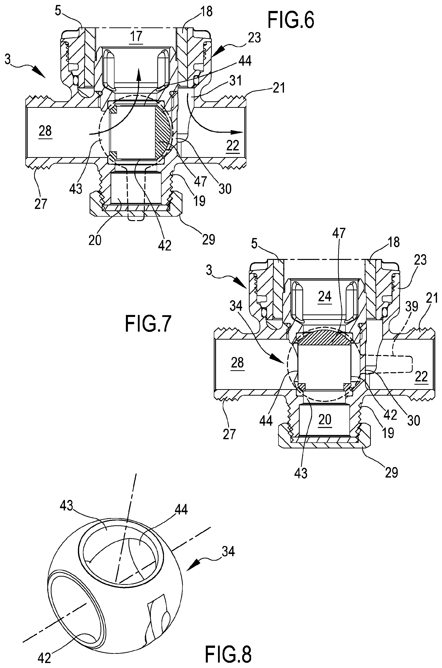 Patent US12576350 Figure 5 – Filtering group including a spherical valve