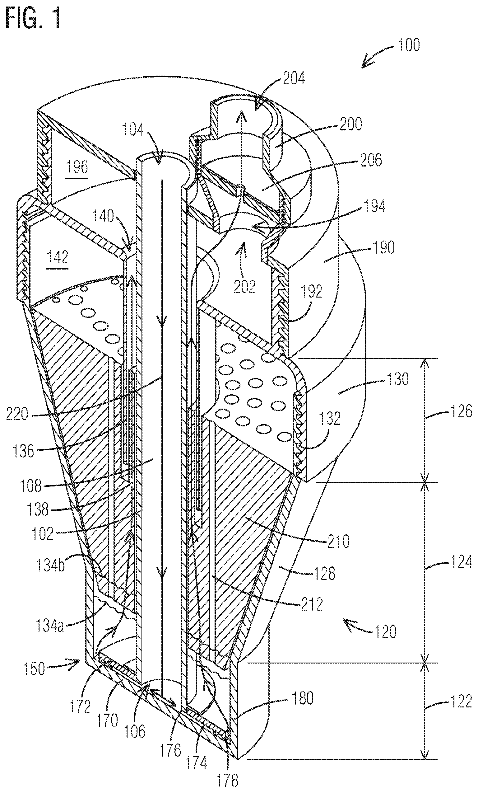 Patent US12576358 Figure 1 – Liquid bath air filter