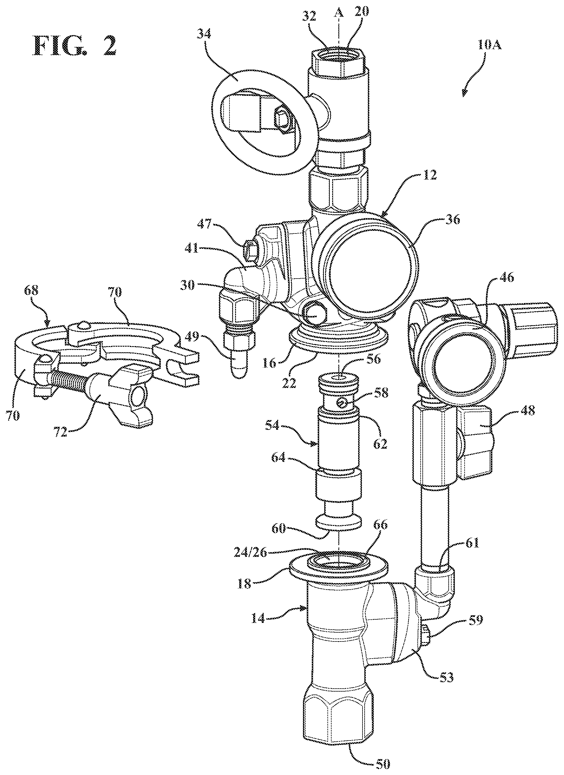 Patent US12576371 Figure 2 – Solution applicator assembly with removable flow control insert