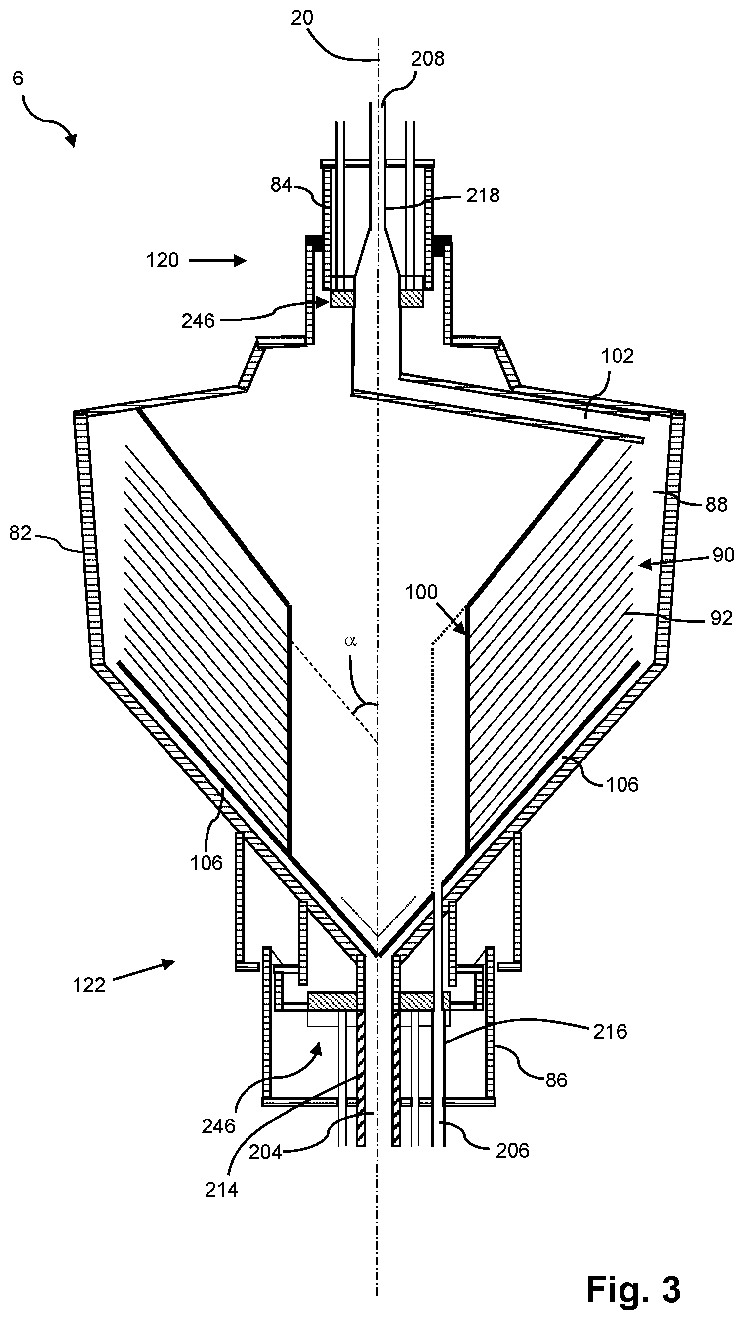 Patent US12576410 Figure 3 – Centrifugal separation system and method with flow control to a heavy phase receiving container