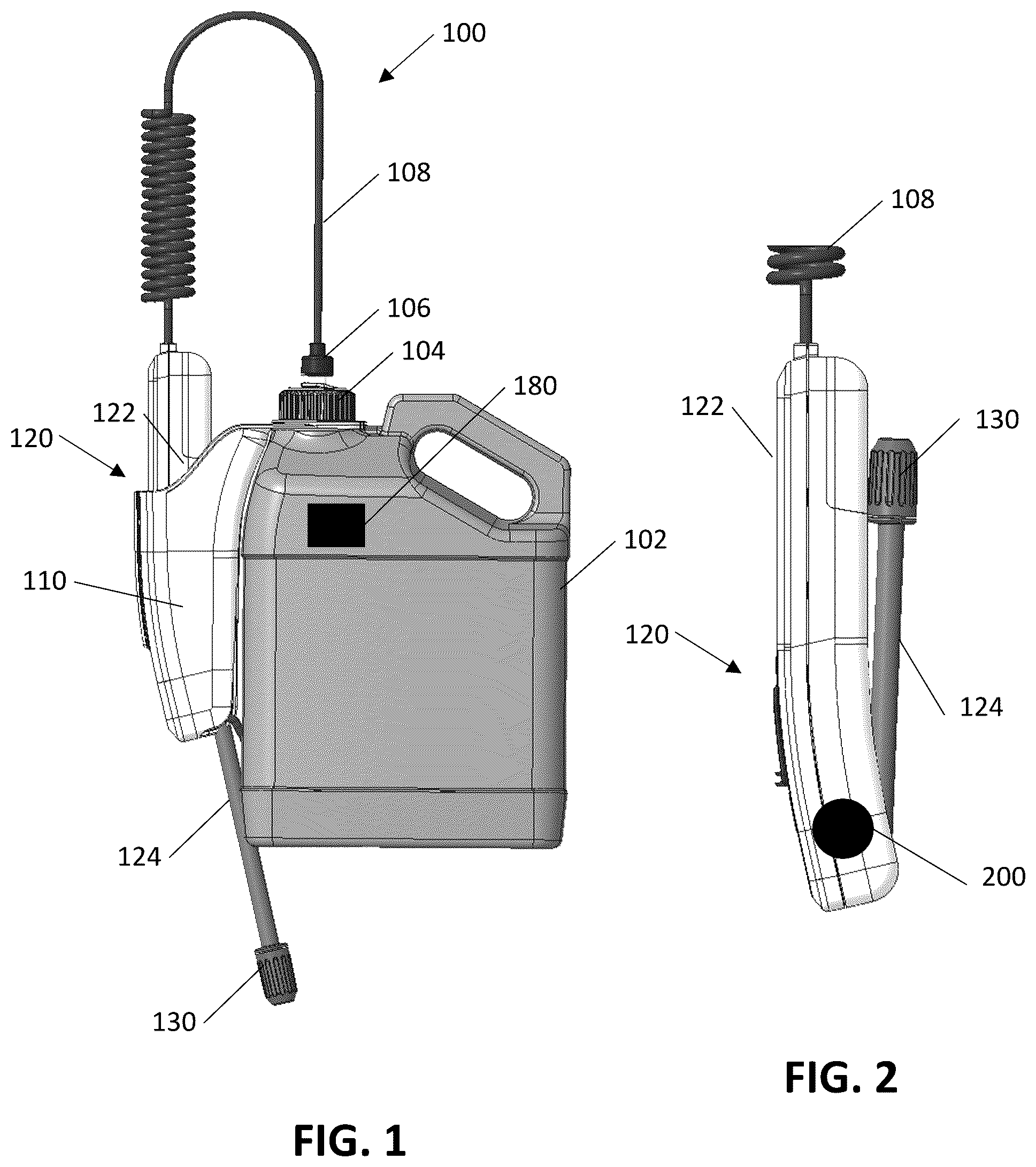Patent US12576415 Figure 1 – Hand-held sprayers with key readers and keyed refill units