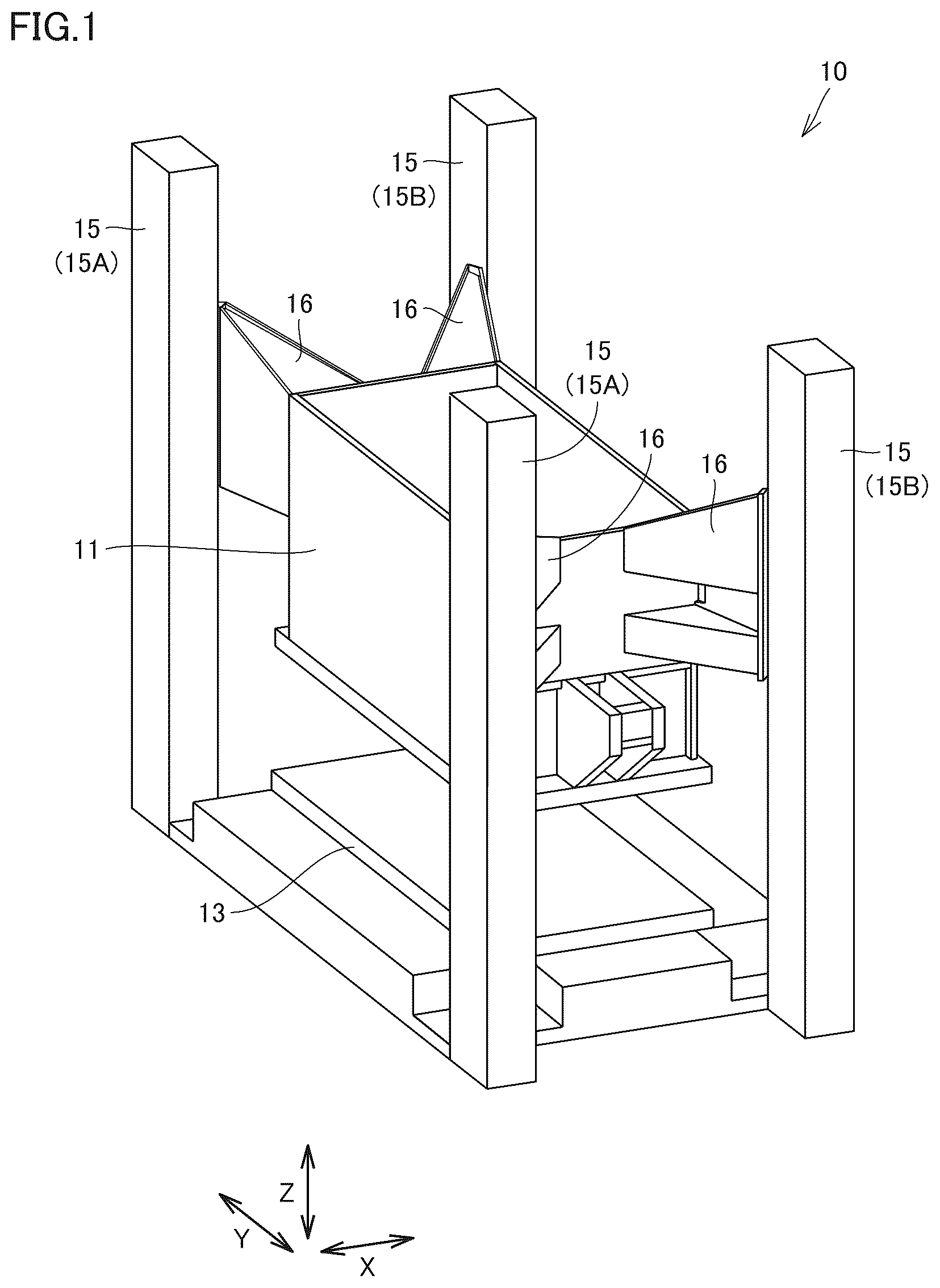 Patent US12576442 Figure 1 – Workpiece transport device