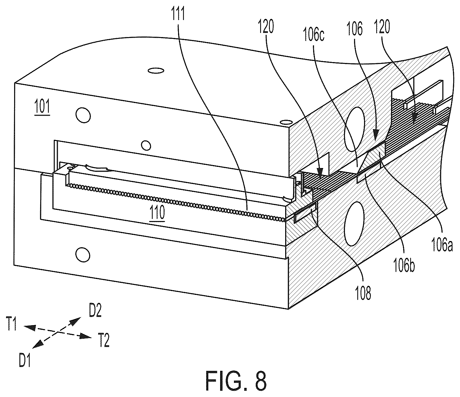 Patent US12576447 Figure 8 – Optical fiber modules for additive manufacturing systems