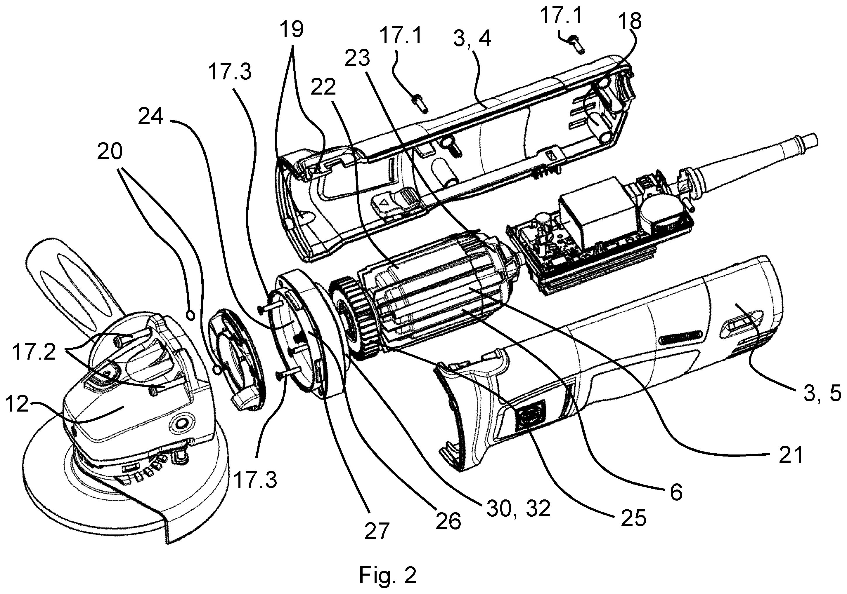 Patent US12576470 Figure 2 – Electric hand tool