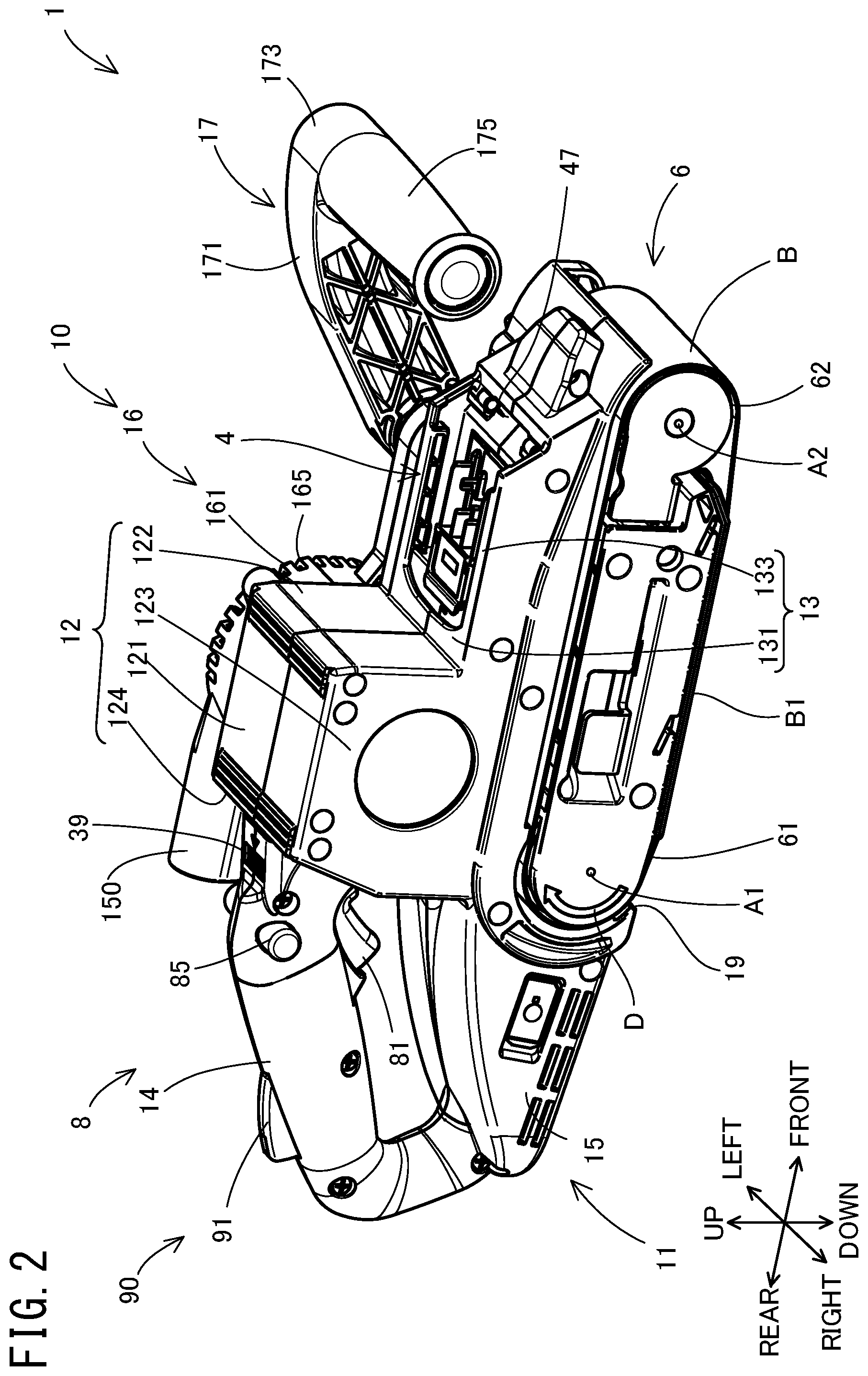 Patent US12576471 Figure 2 – Belt sander