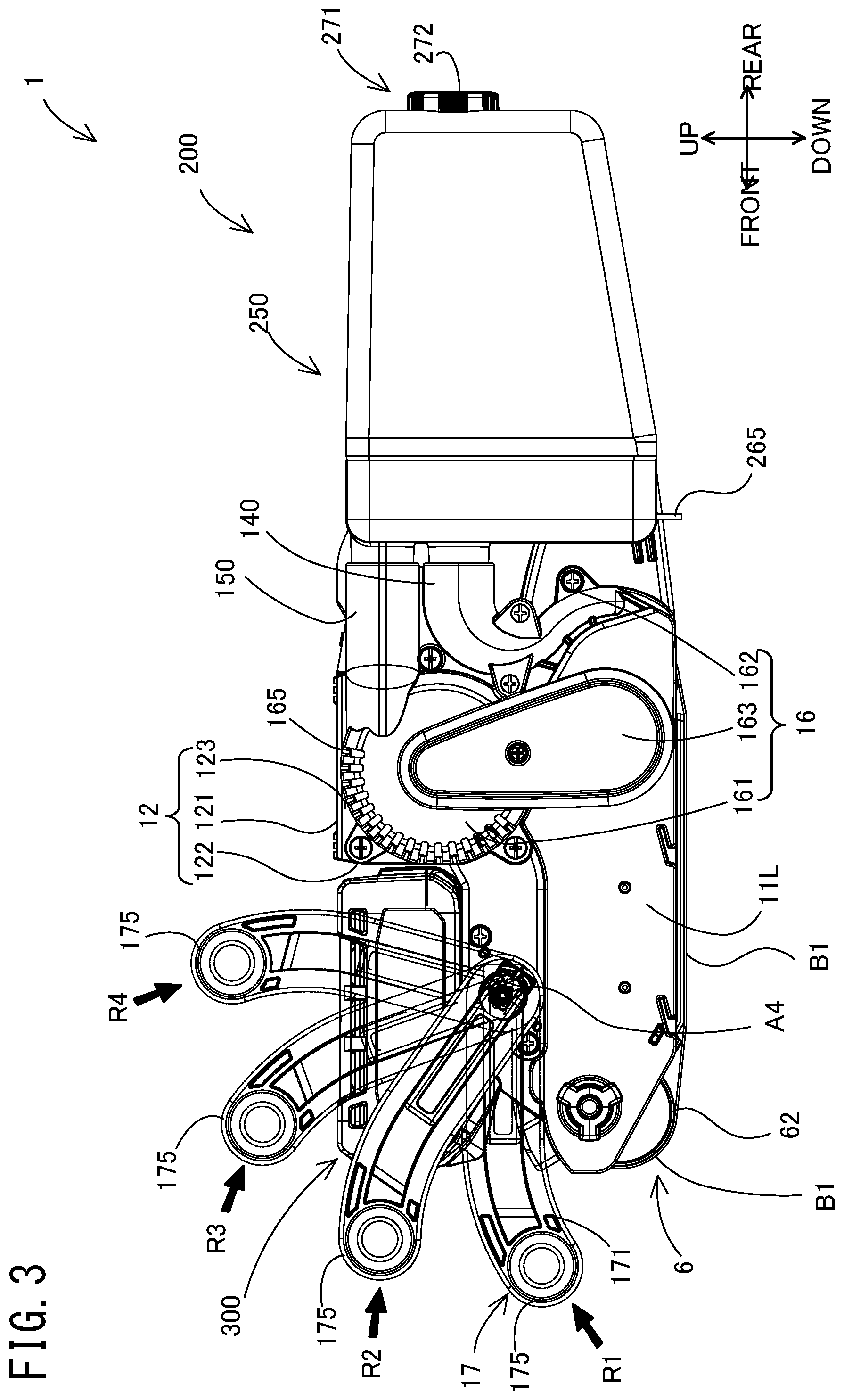 Patent US12576471 Figure 3 – Belt sander