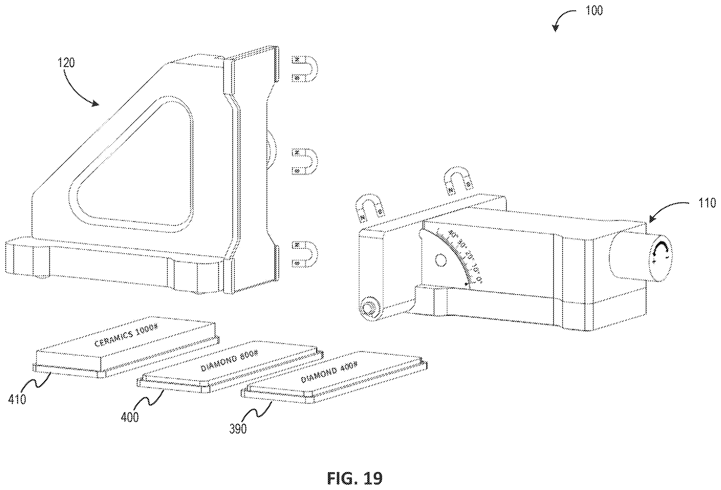 Patent US12576481 Figure 19 – Adjustable angle roller sharpener and method of use
