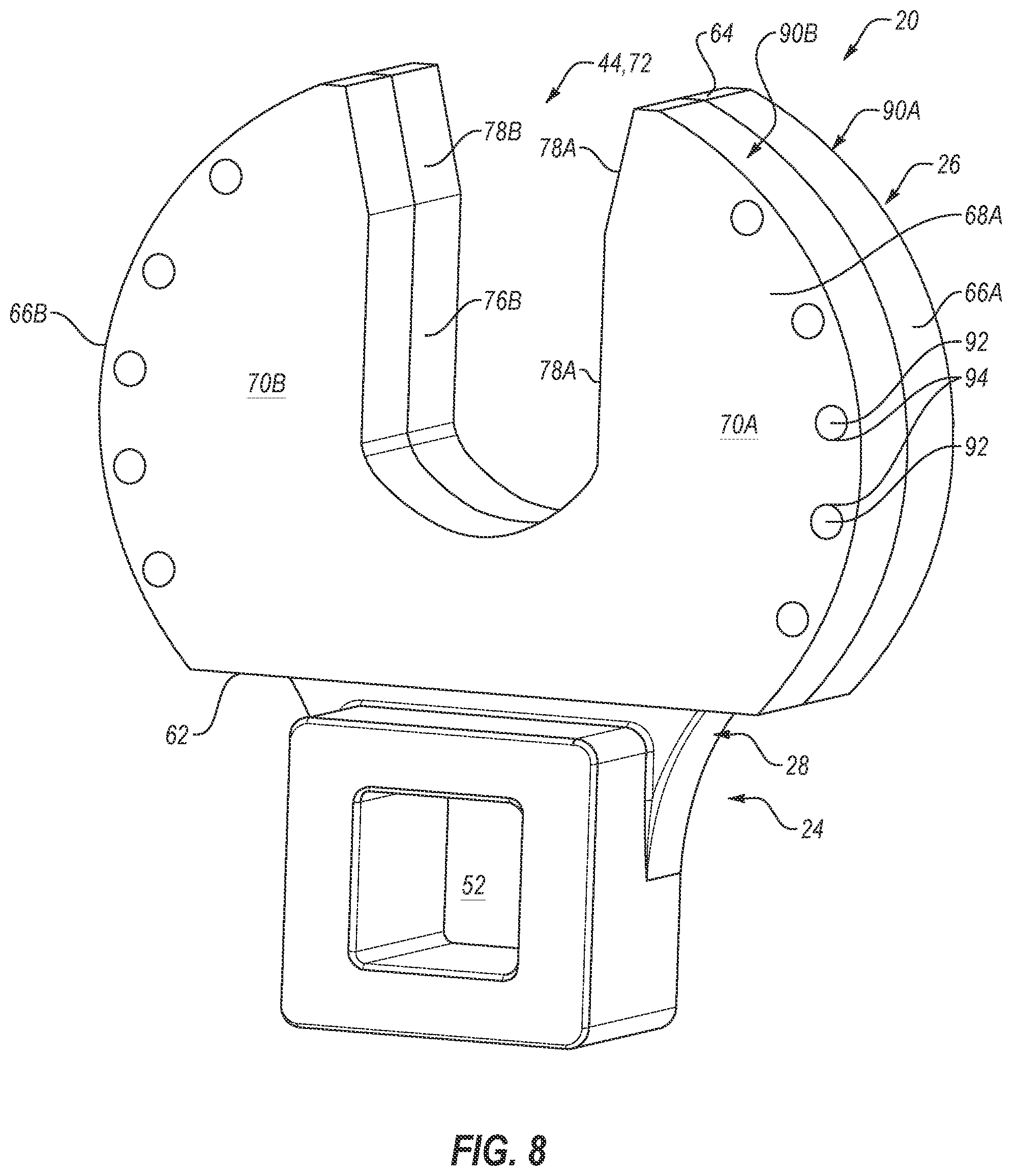 Patent US12576485 Figure 8 – Open-ended wrench with polymer adaptor