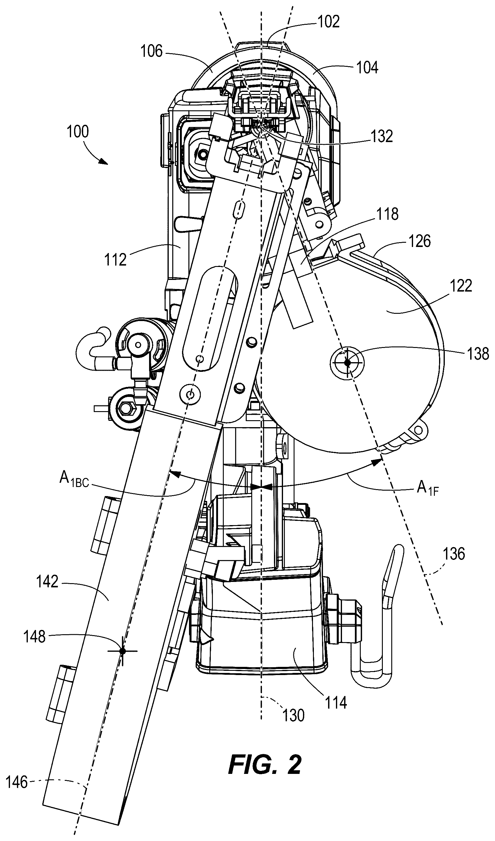 Patent US12576490 Figure 2 – Powered fastener driver with button cap delivery