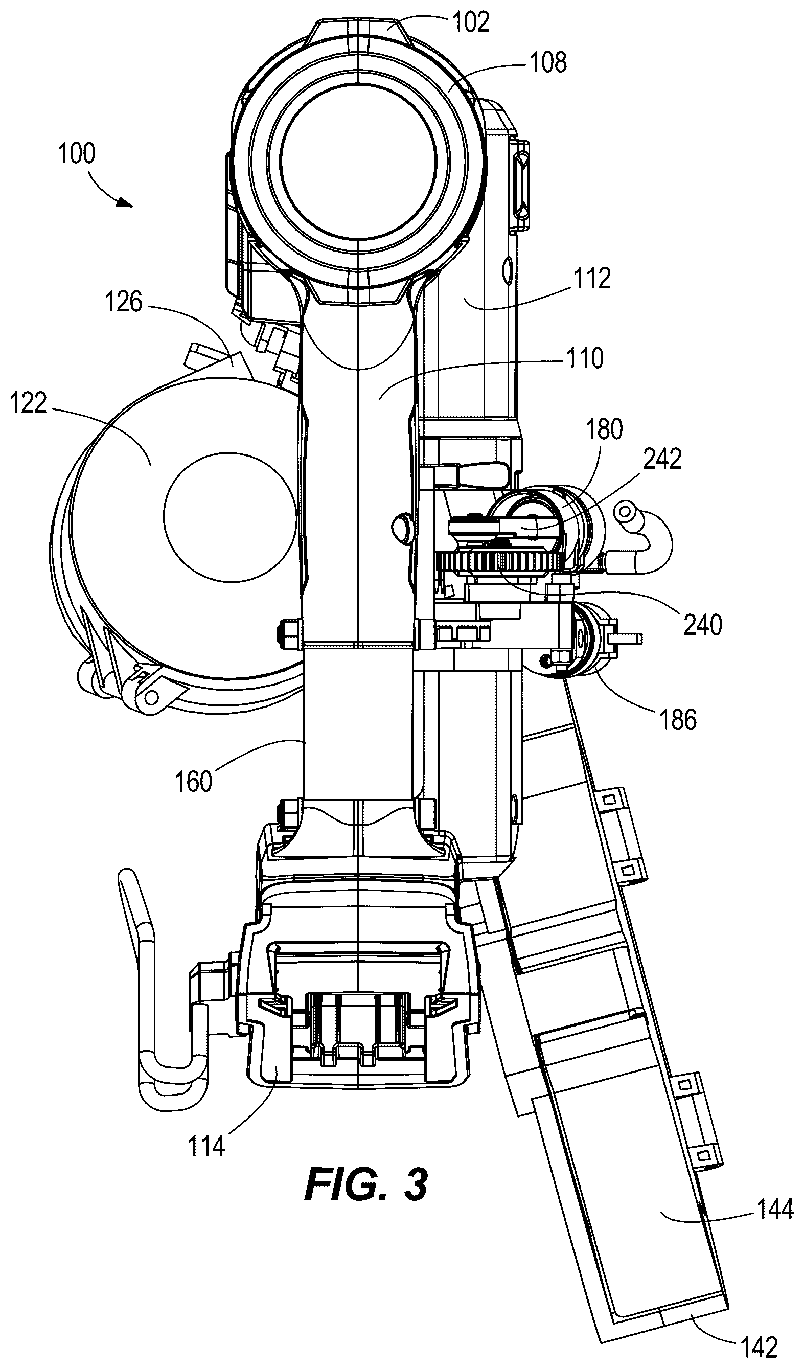 Patent US12576490 Figure 3 – Powered fastener driver with button cap delivery