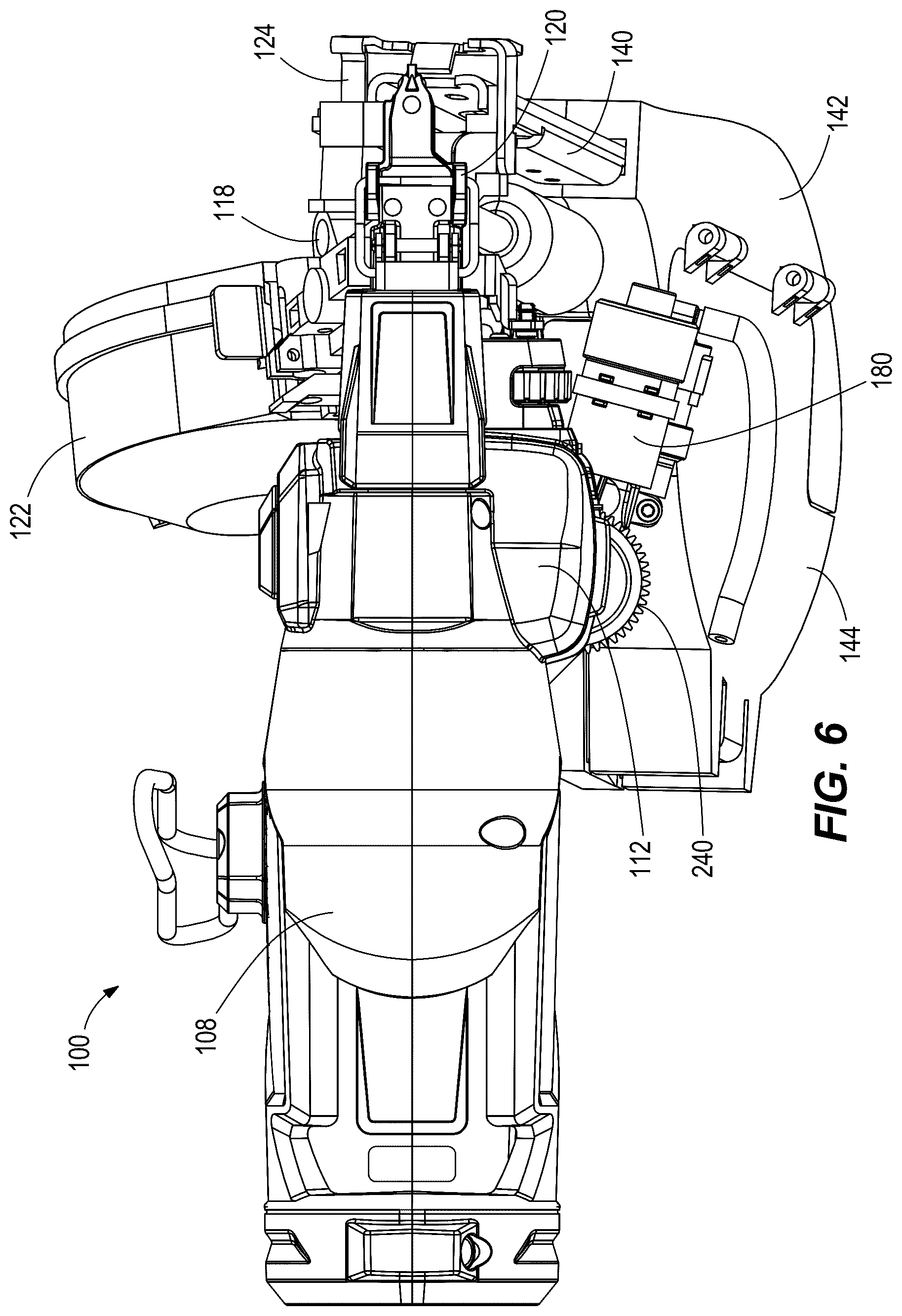 Patent US12576490 Figure 6 – Powered fastener driver with button cap delivery