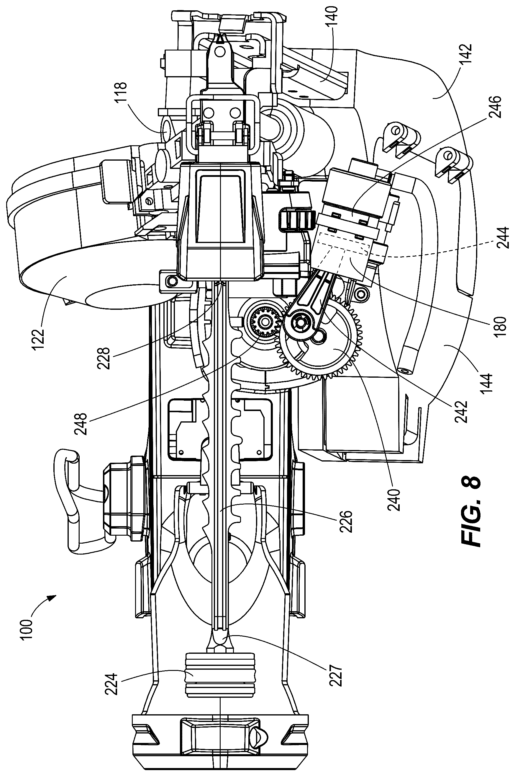 Patent US12576490 Figure 8 – Powered fastener driver with button cap delivery