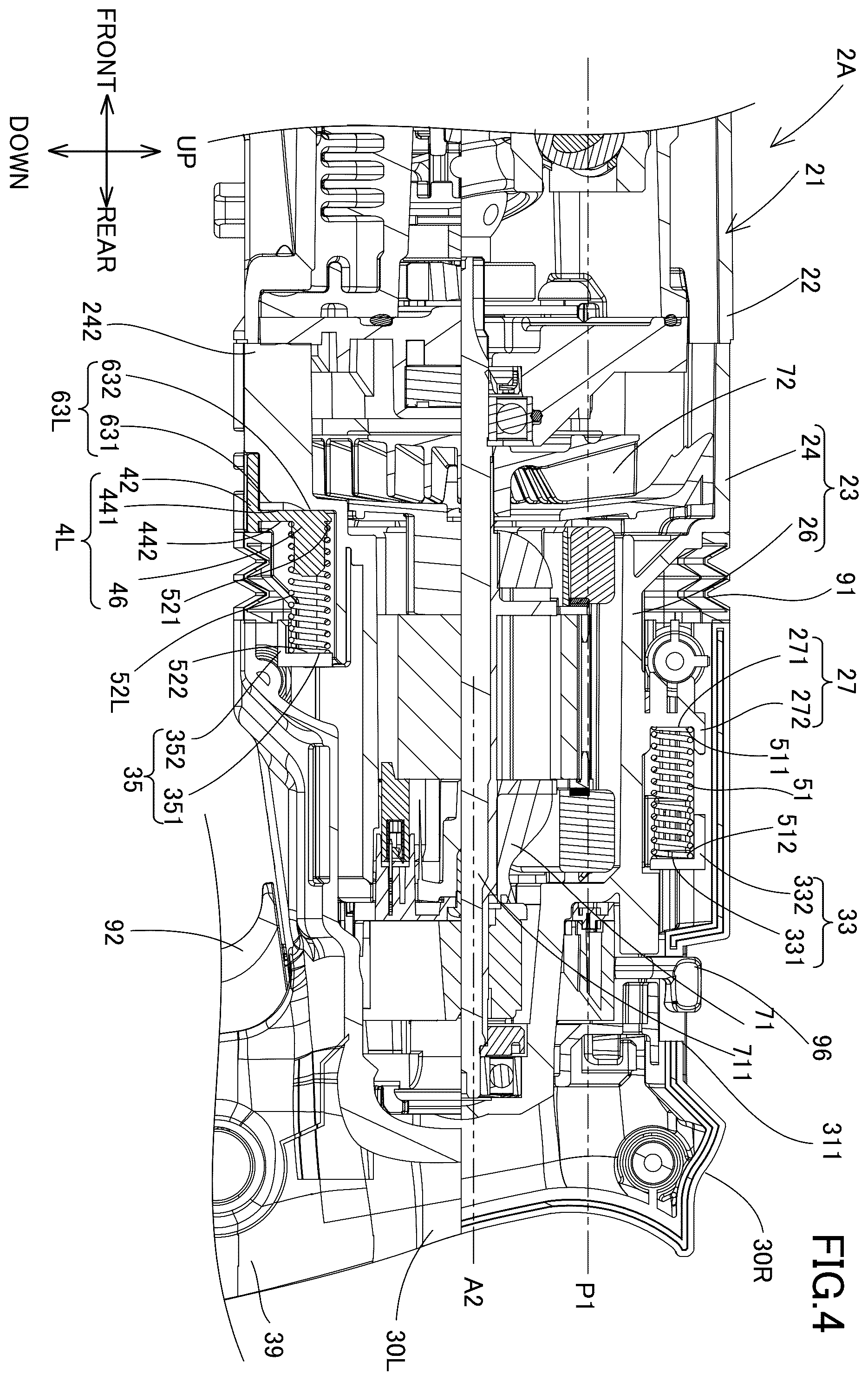 Patent US12576495 Figure 4 – Power tool having a hammer mechanism