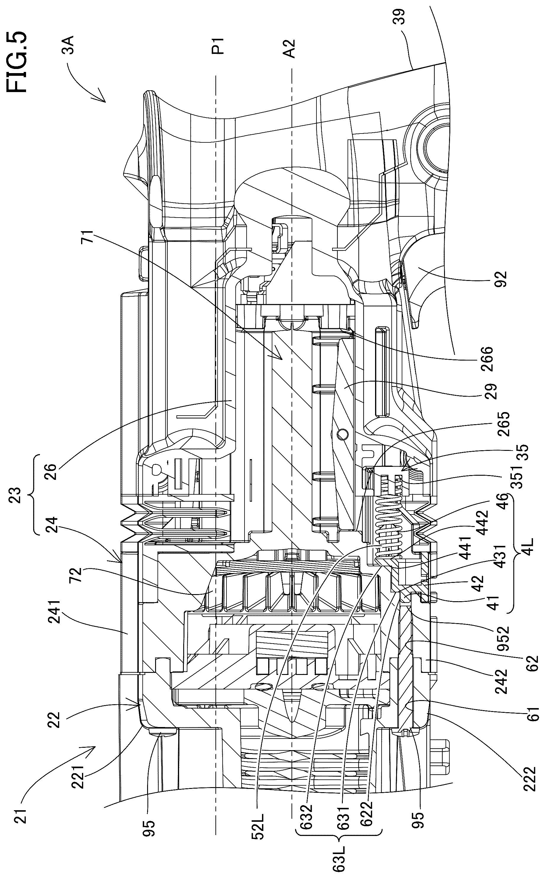 Patent US12576495 Figure 5 – Power tool having a hammer mechanism