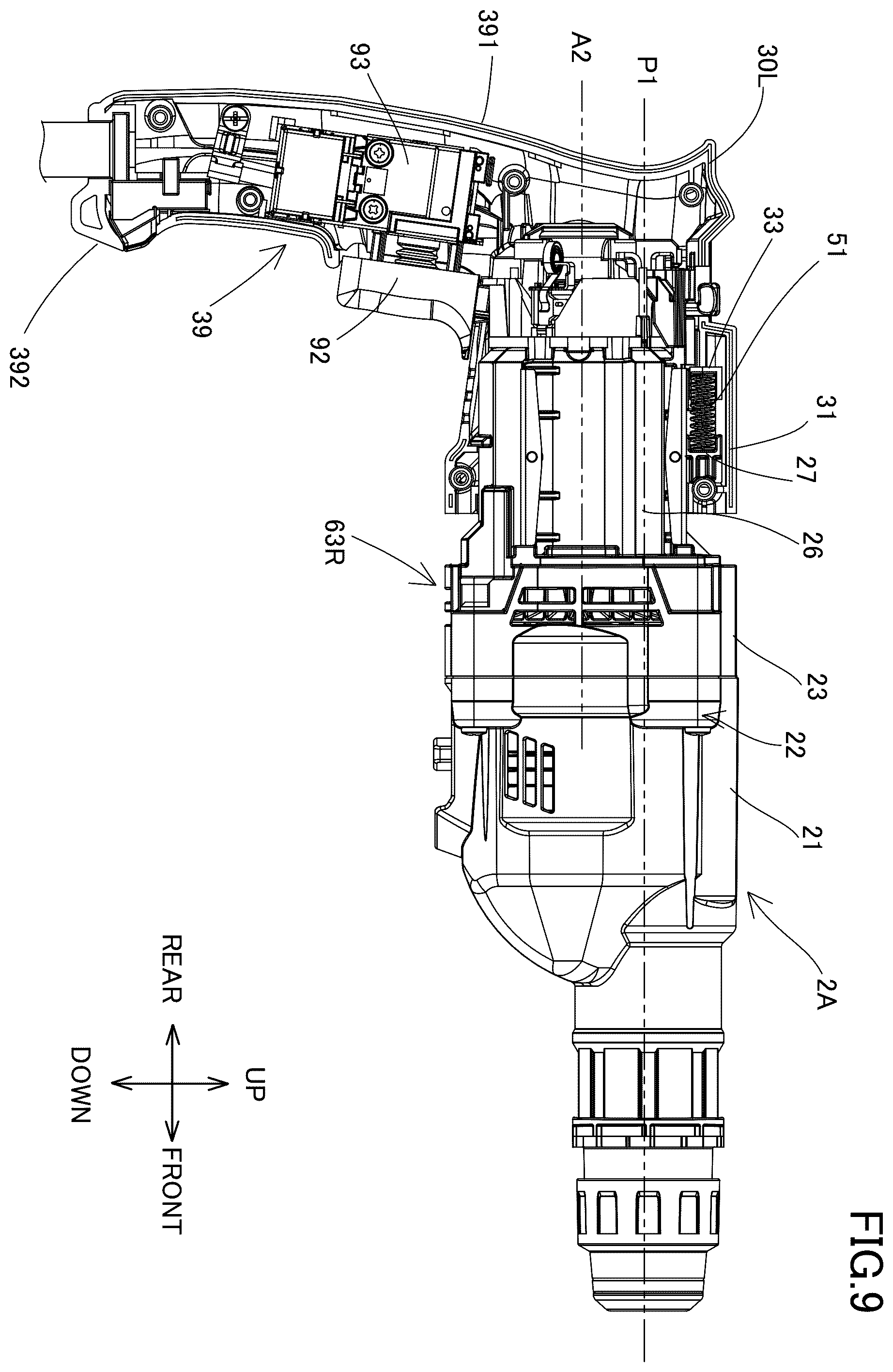 Patent US12576495 Figure 9 – Power tool having a hammer mechanism