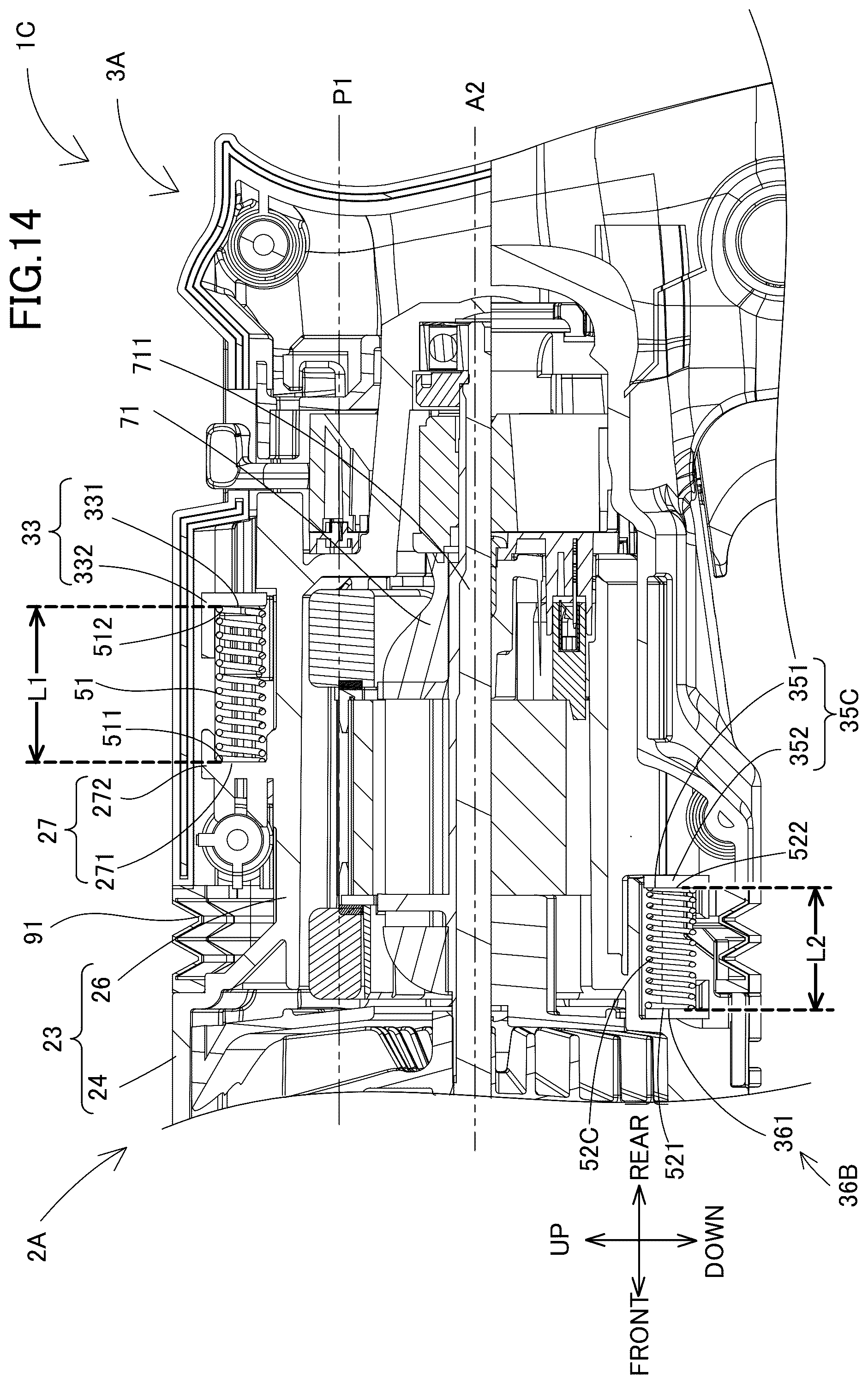 Patent US12576495 Figure 14 – Power tool having a hammer mechanism