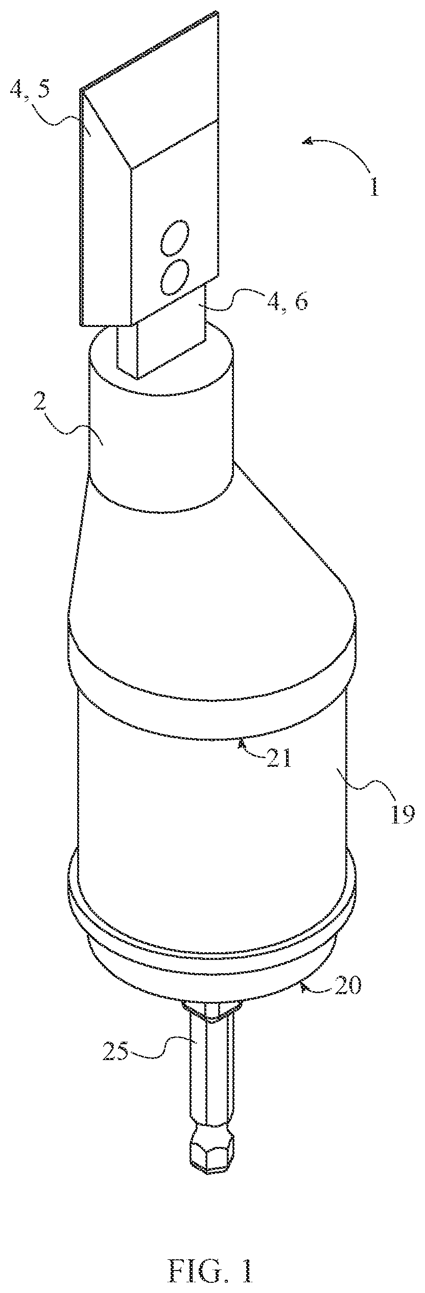Patent US12576496 Figure 1 – Universal chisel attachment