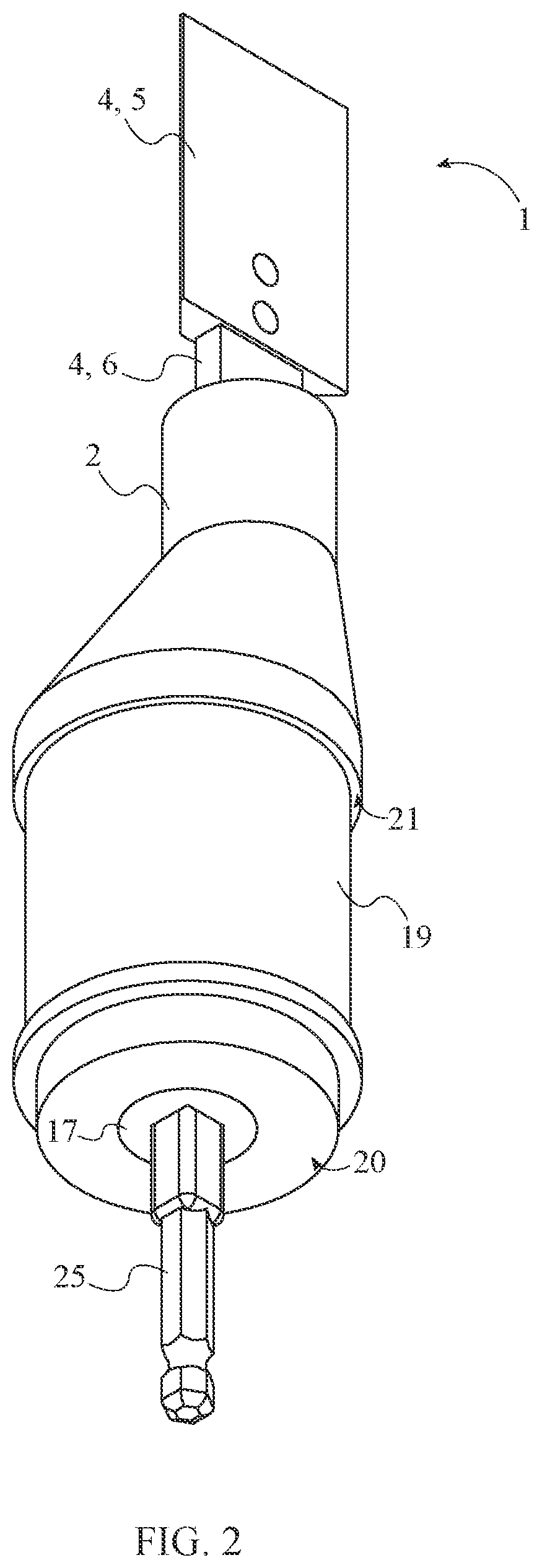 Patent US12576496 Figure 2 – Universal chisel attachment
