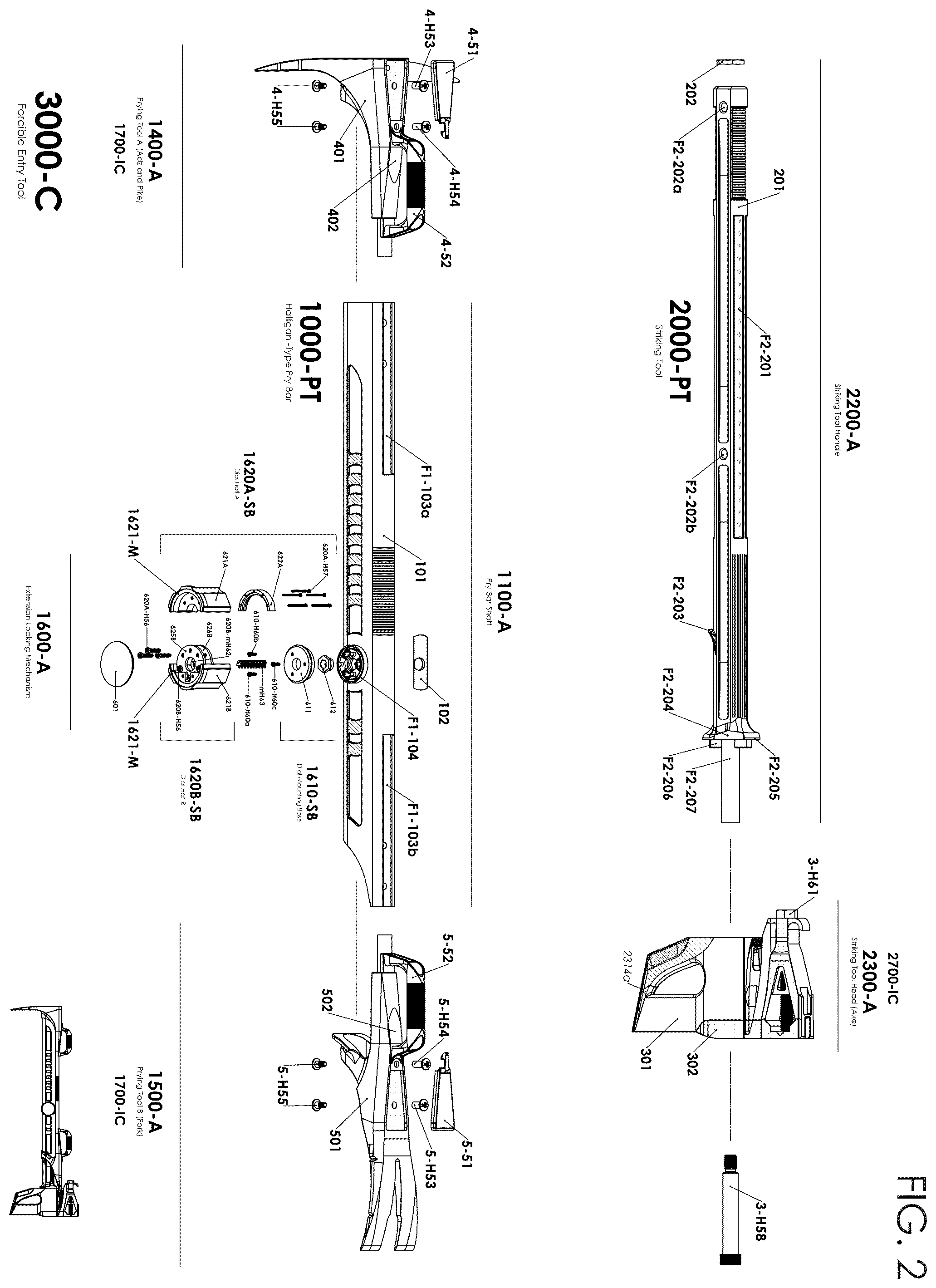Patent US12576498 Figure 2 – Multi-tool combining firefighting implements
