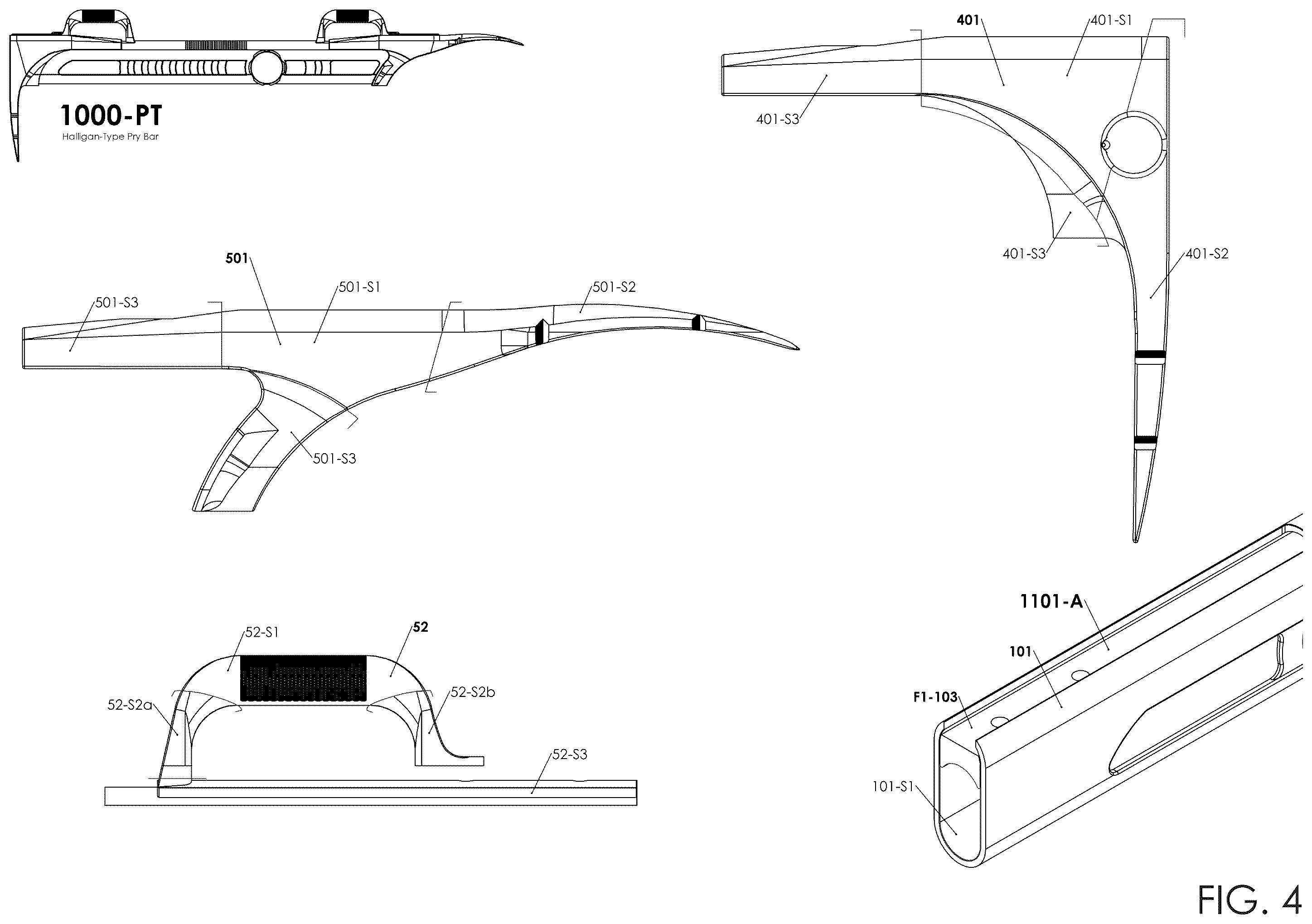 Patent US12576498 Figure 4 – Multi-tool combining firefighting implements