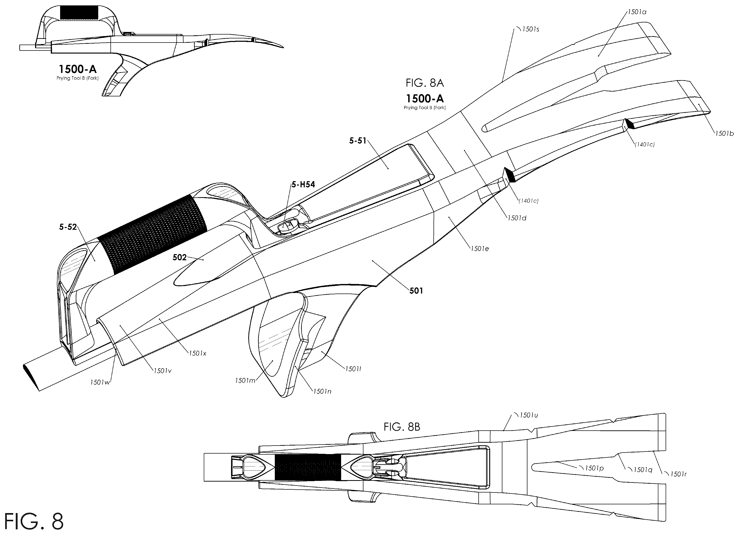 Patent US12576498 Figure 8 – Multi-tool combining firefighting implements