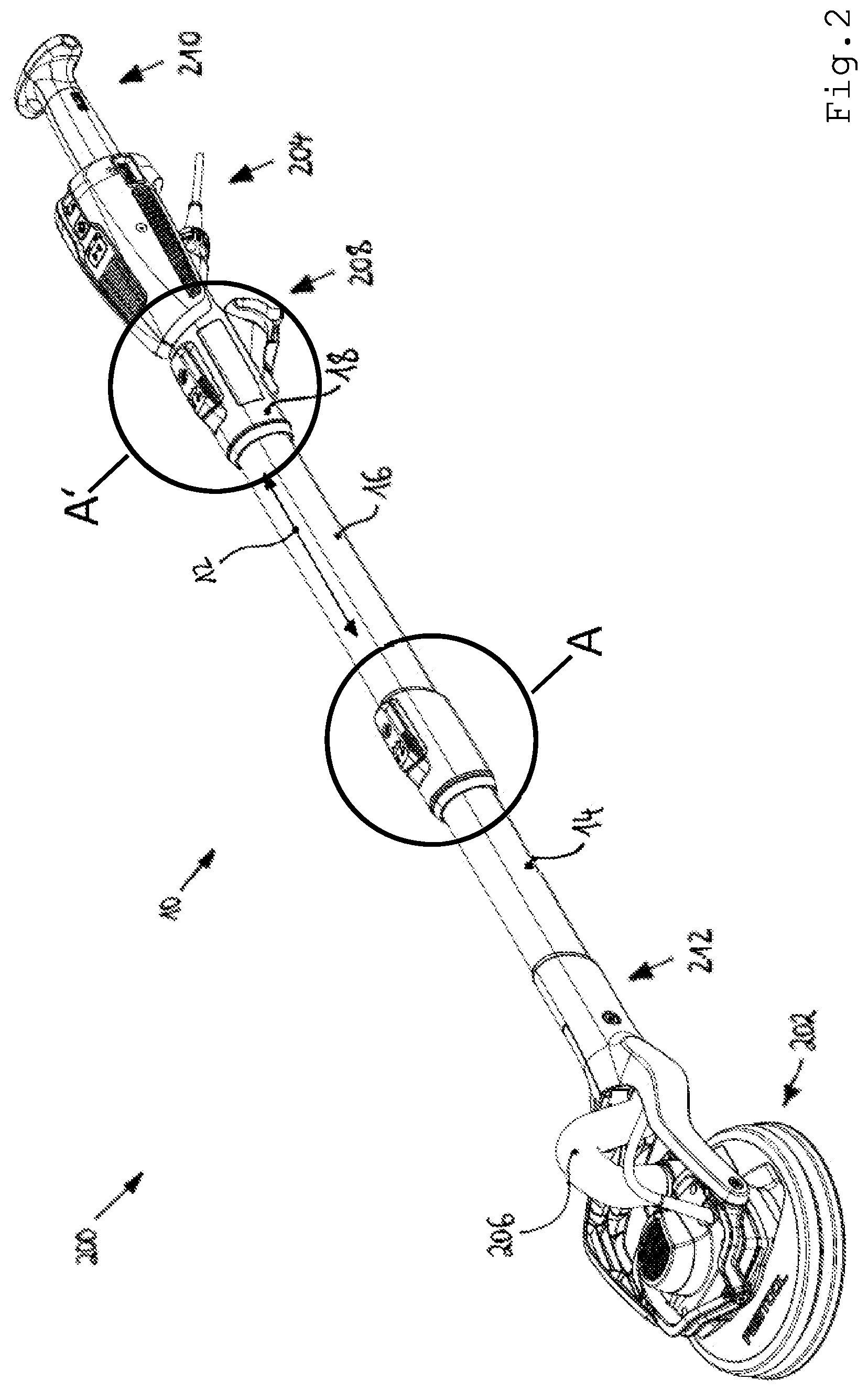 Patent US12576503 Figure 2 – Connection assembly for a hand-guided machine tool and hand-guided machine tool