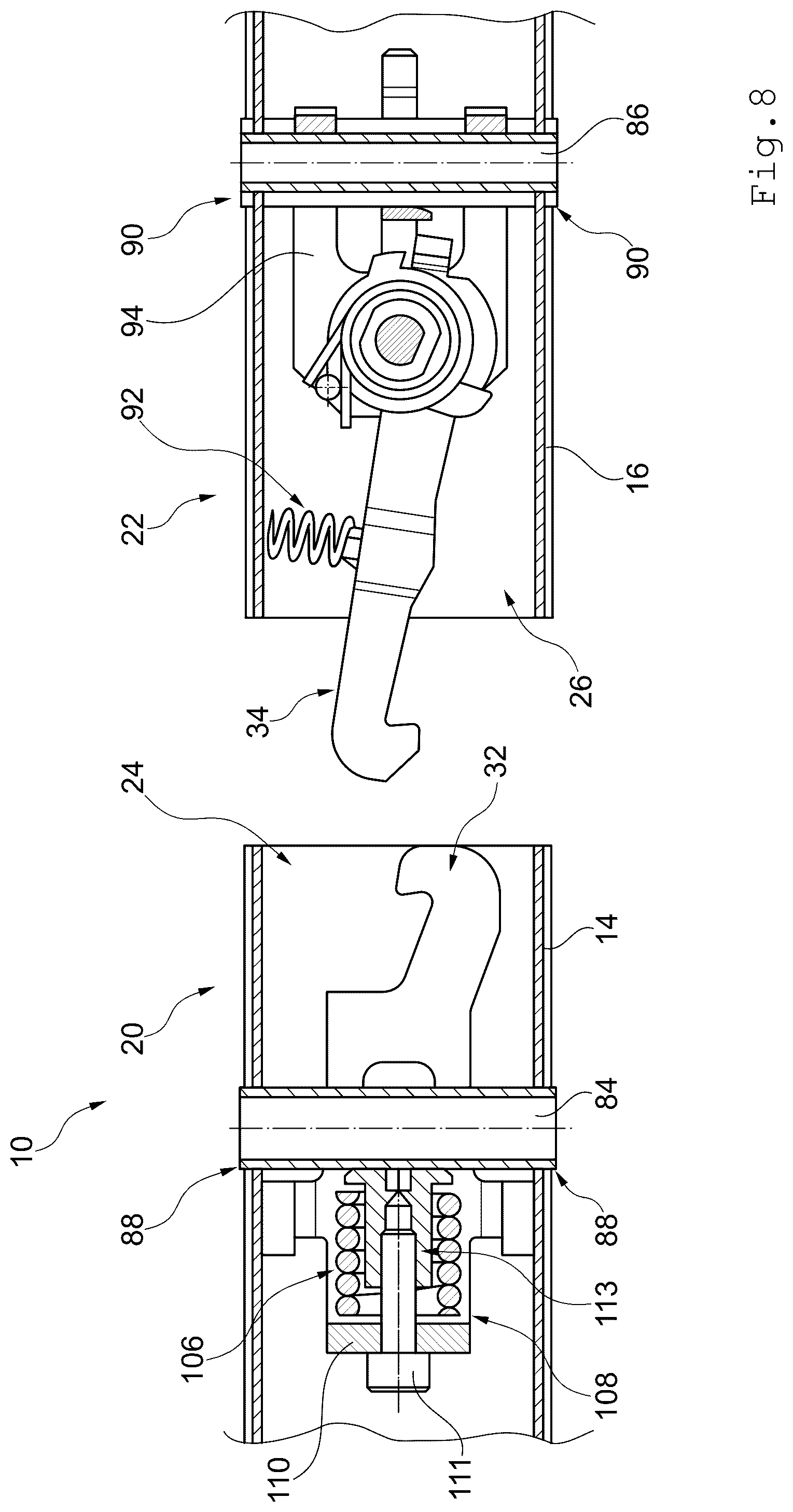 Patent US12576503 Figure 8 – Connection assembly for a hand-guided machine tool and hand-guided machine tool