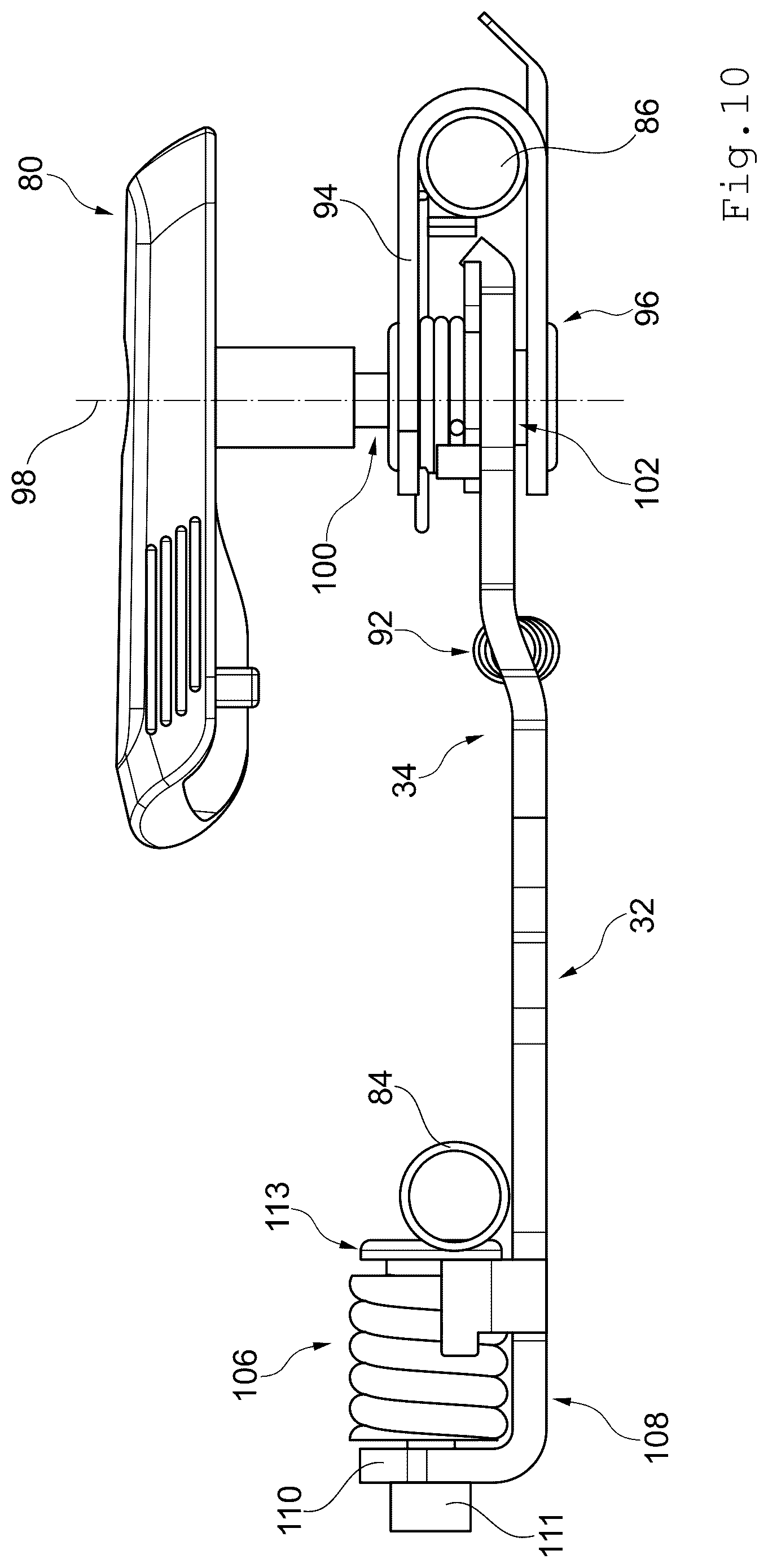 Patent US12576503 Figure 10 – Connection assembly for a hand-guided machine tool and hand-guided machine tool
