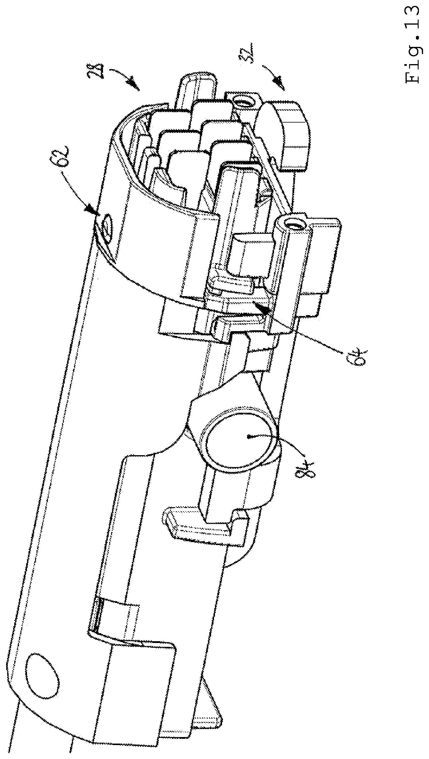 Patent US12576503 Figure 13 – Connection assembly for a hand-guided machine tool and hand-guided machine tool