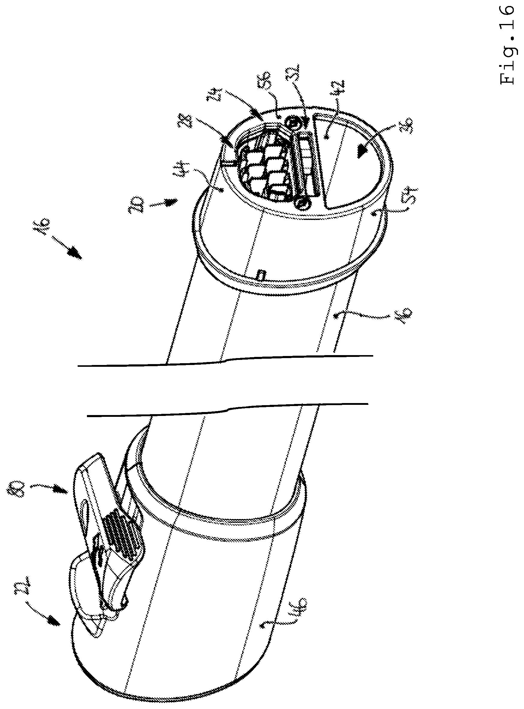 Patent US12576503 Figure 16 – Connection assembly for a hand-guided machine tool and hand-guided machine tool