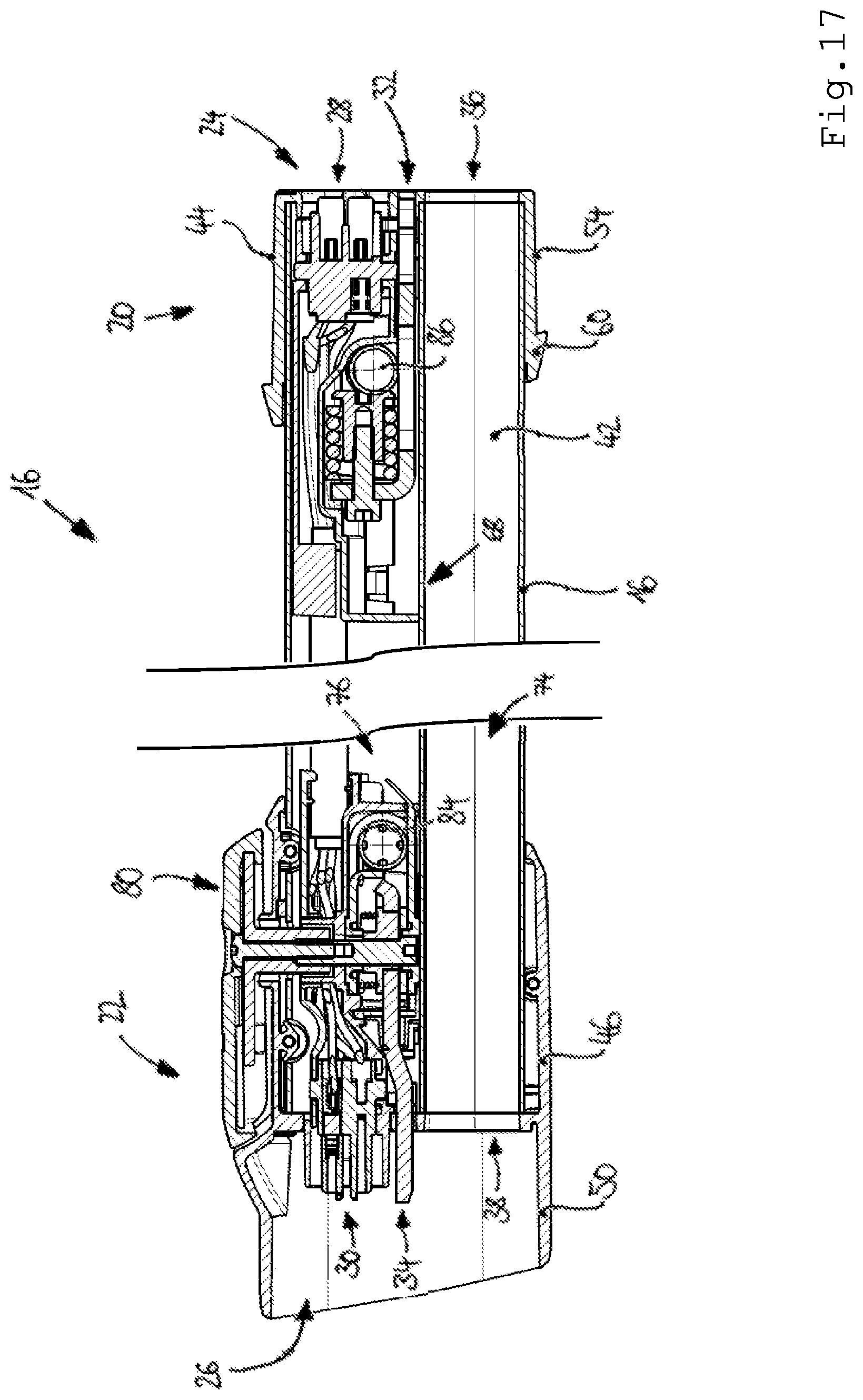 Patent US12576503 Figure 17 – Connection assembly for a hand-guided machine tool and hand-guided machine tool