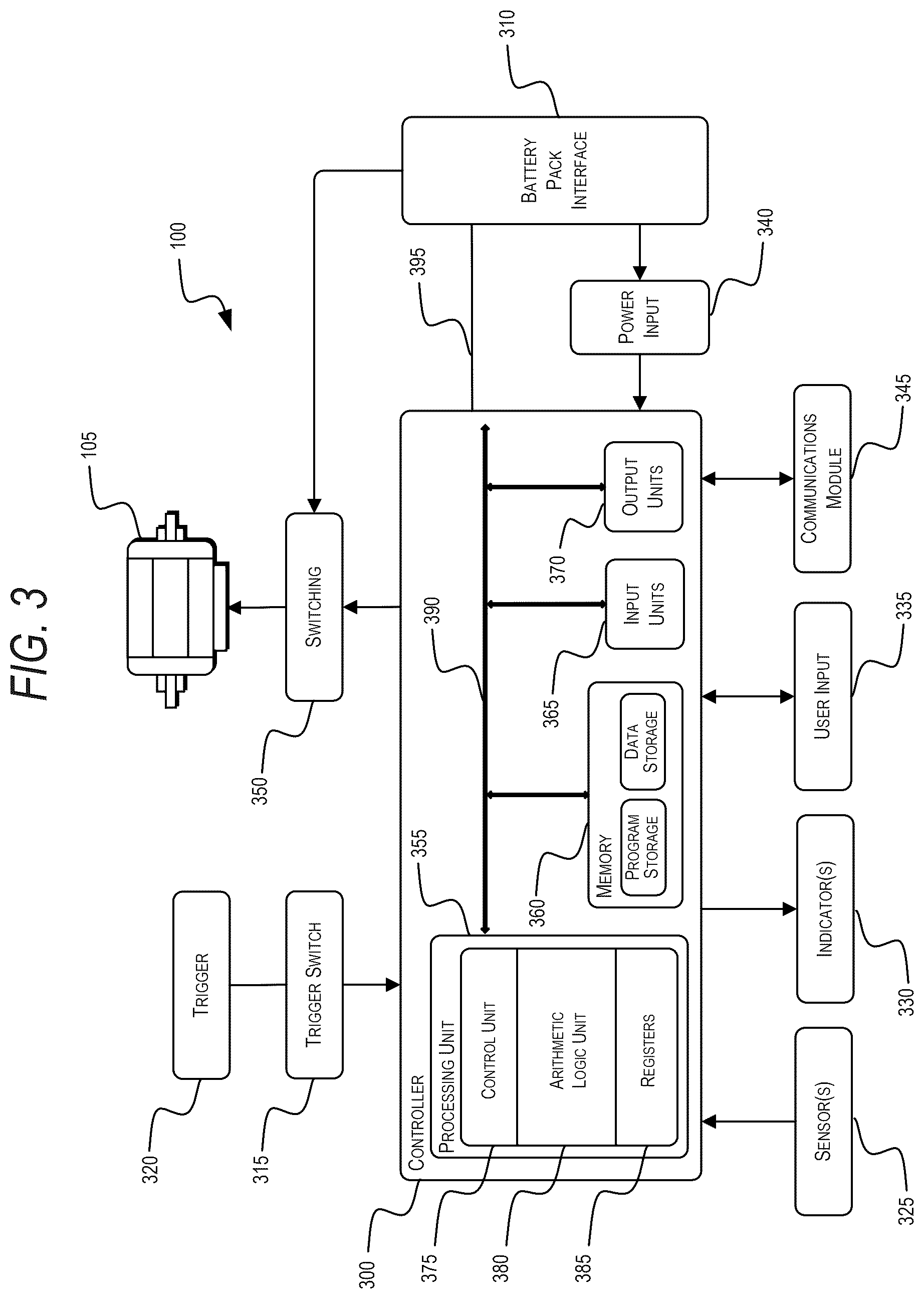 Patent US12576506 Figure 3 – Power tool including loss of control mitigation