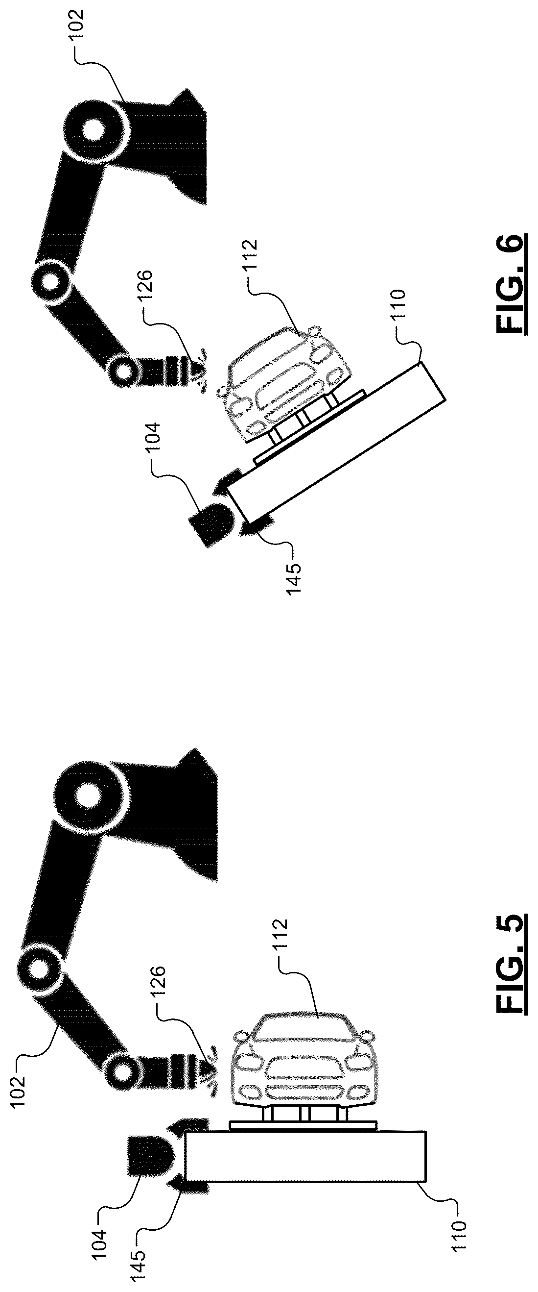 Patent US12576511 Figure 4 – Overspray-free robotic paint system including fixture lifting, positioning, and orienting robots