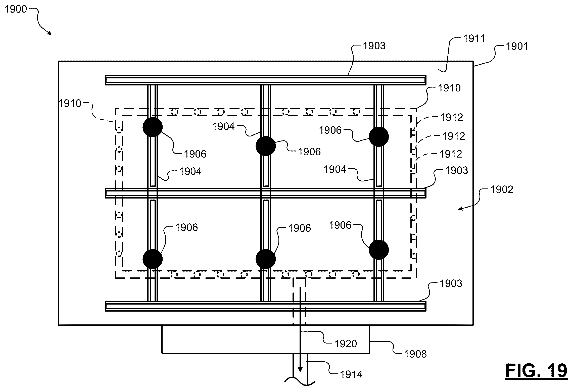 Patent US12576511 Figure 12 – Overspray-free robotic paint system including fixture lifting, positioning, and orienting robots