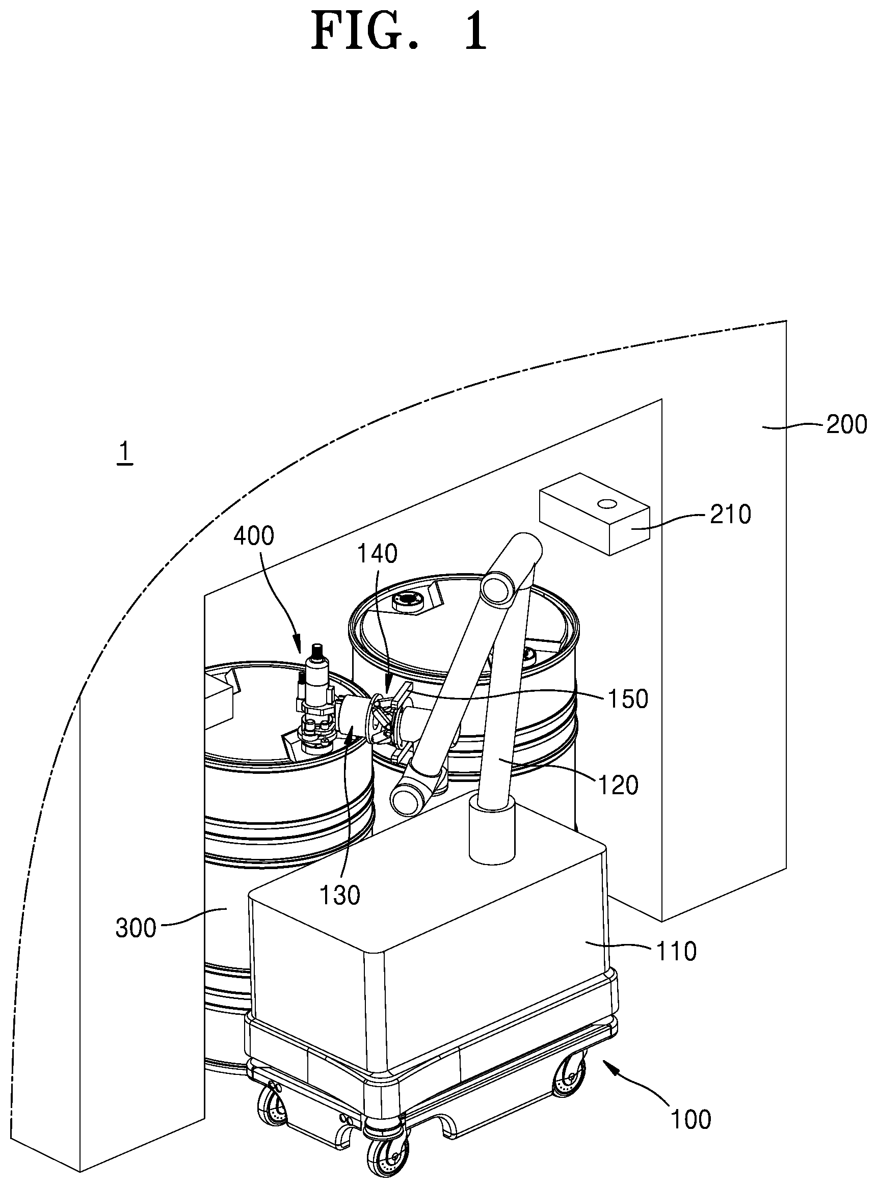Patent US12576522 Figure 1 – Drum coupling automation robot and drum coupling automation method