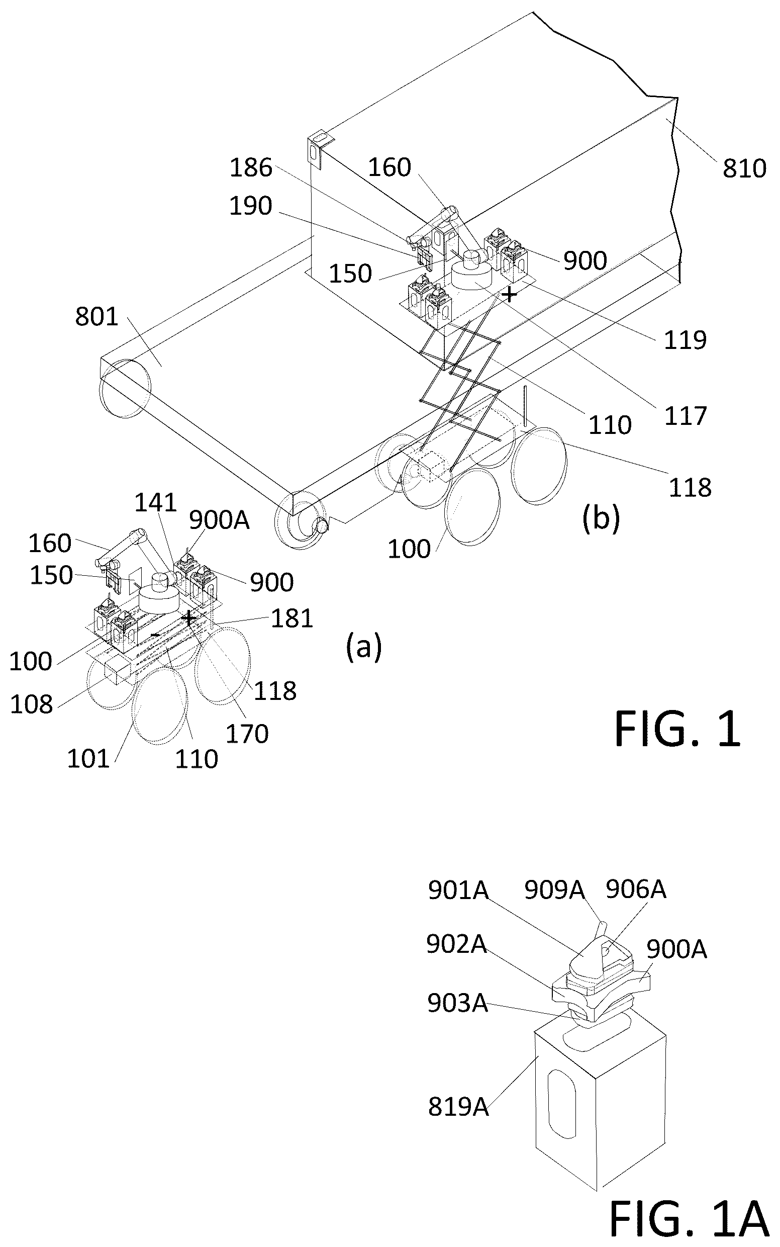 Patent US12576531 Figure 1 – Mobile robot system for handling railway IBC