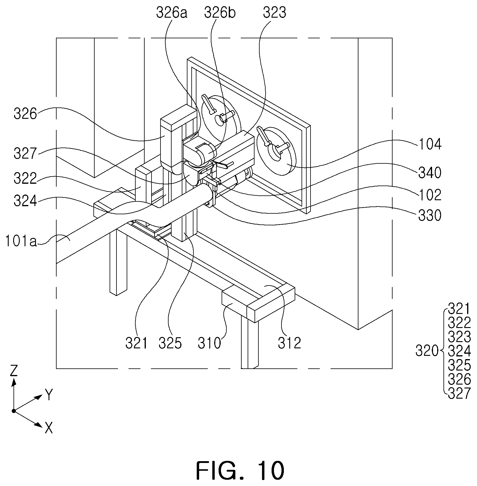 Patent US12576535 Figure 8 – Apparatus for automatically fastening chemical coupler