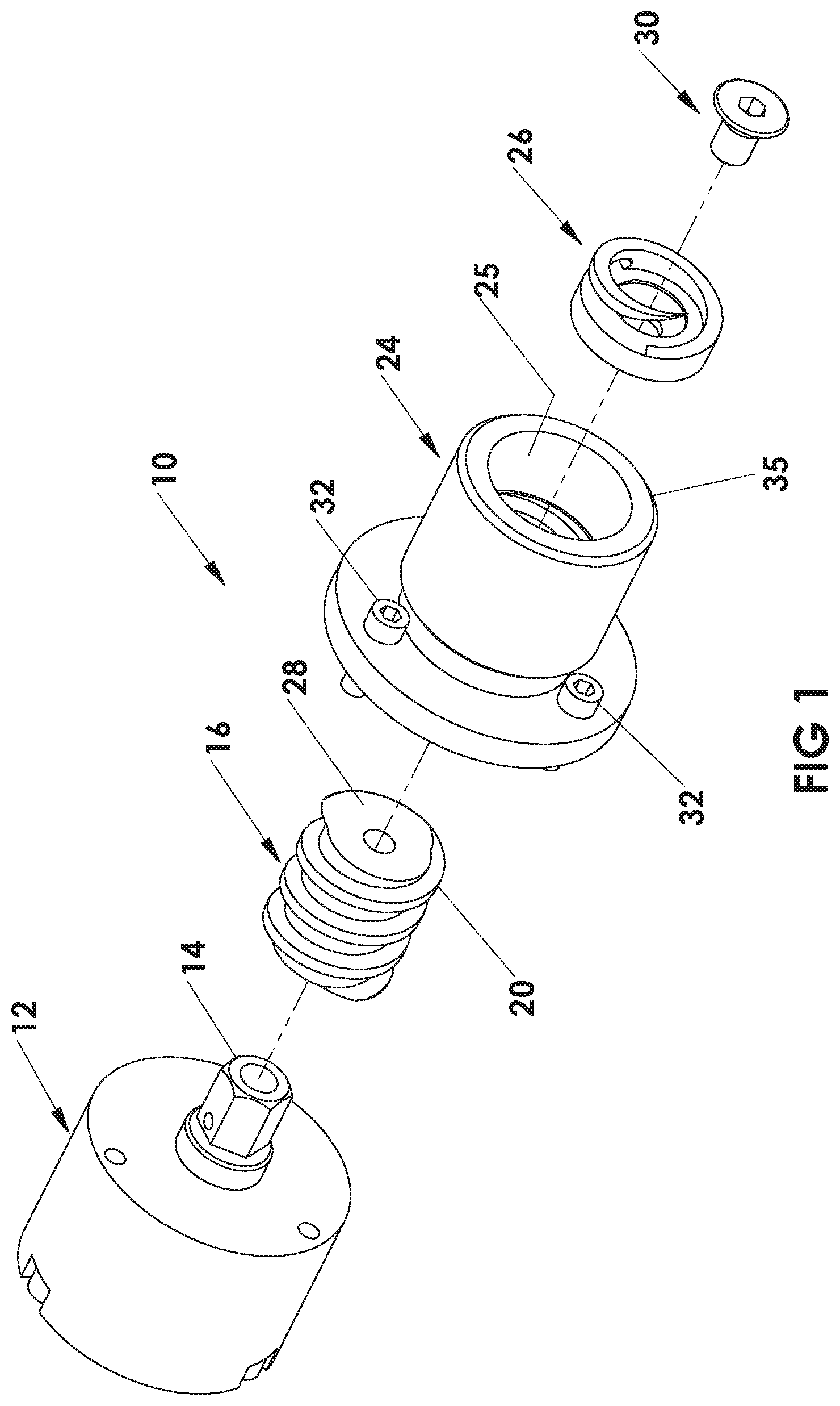 Patent US12576542 Figure 1 – Helical pin gripper