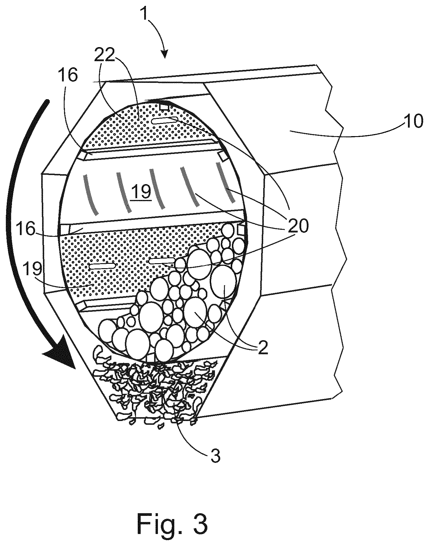 Patent US12576552 Figure 3 – Debarking drum, method and system for debarking of wood