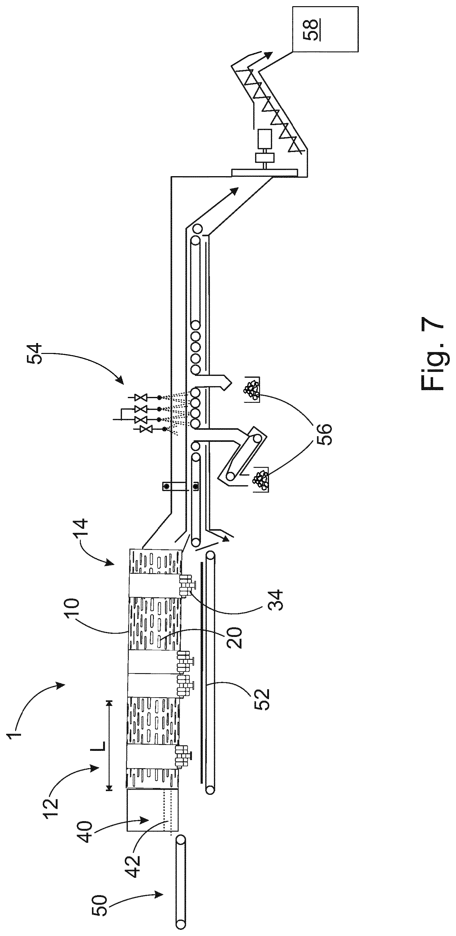 Patent US12576552 Figure 7 – Debarking drum, method and system for debarking of wood