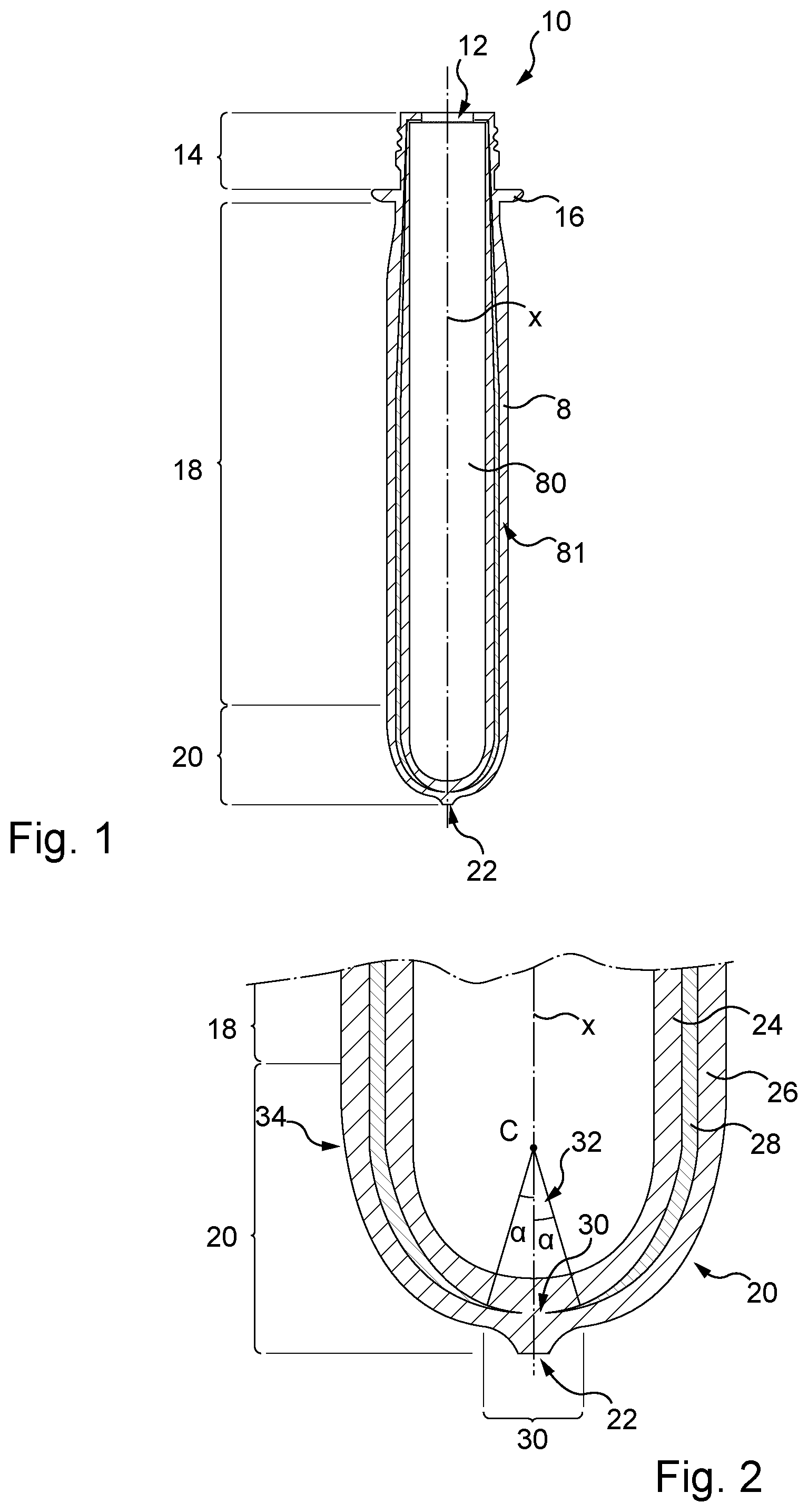 Patent US12576575 Figure 1 – Bottle-forming preform with a multilayered wall, and gaseous beverage bottle obtained with such a preform