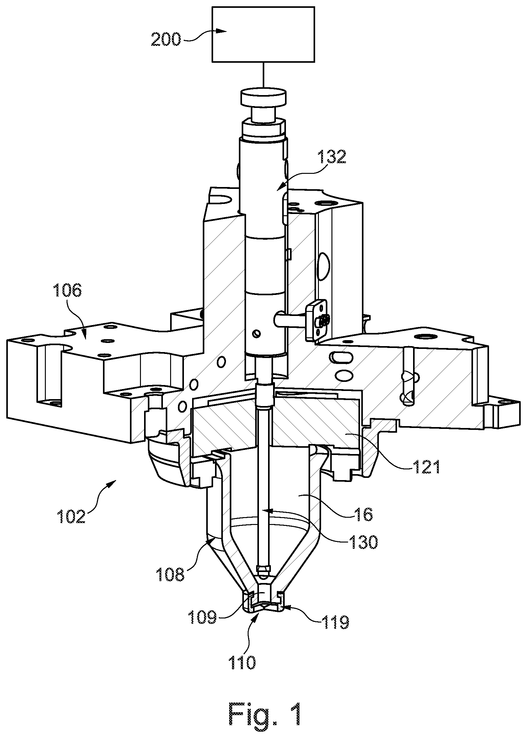 Patent US12576584 Figure 1 – Device for additive manufacturing of a component