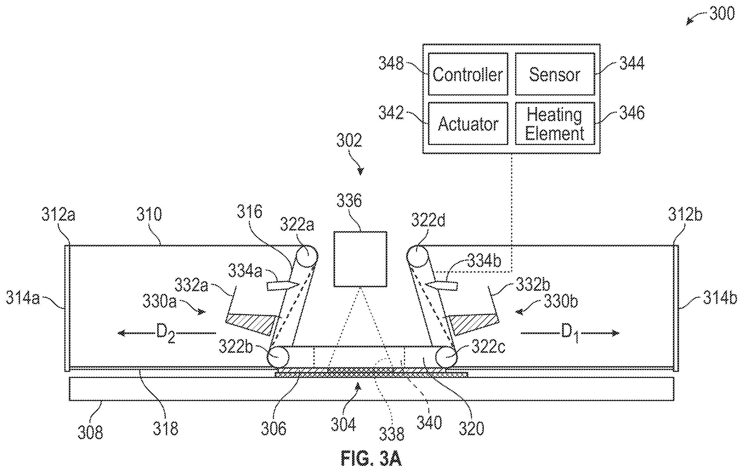 Patent US12576585 Figure 2 – Additive manufacturing systems with fixed substrates